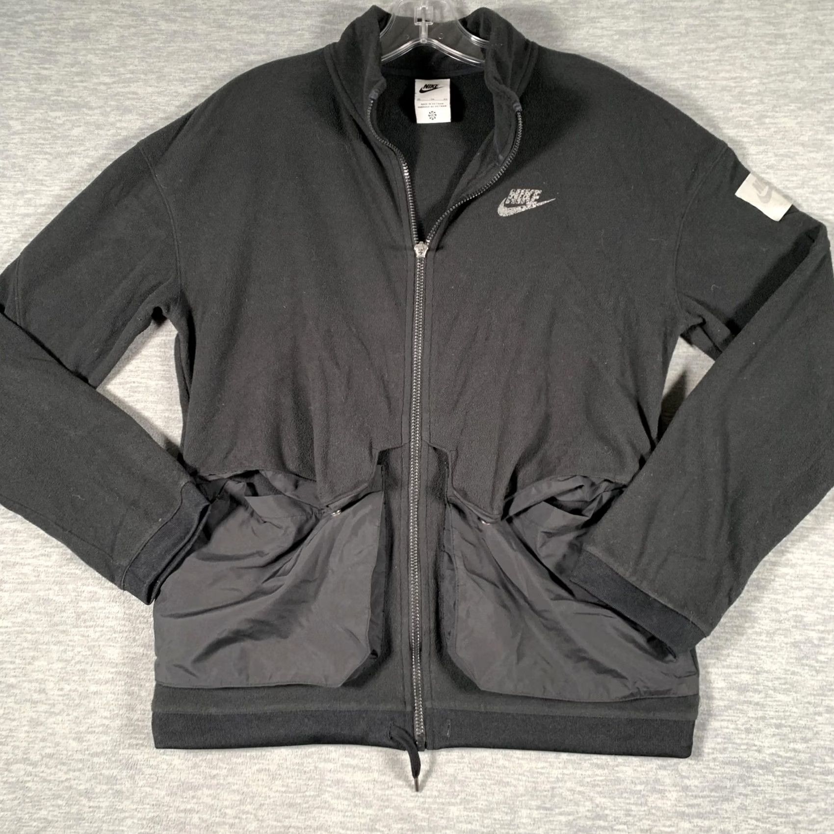 Nike Nike Jacket Womens XL Black Fleece Full Zip Utility Pockets Stand Collar Nylon Size XL / US 12-14 / IT 48-50 - 3 Thumbnail