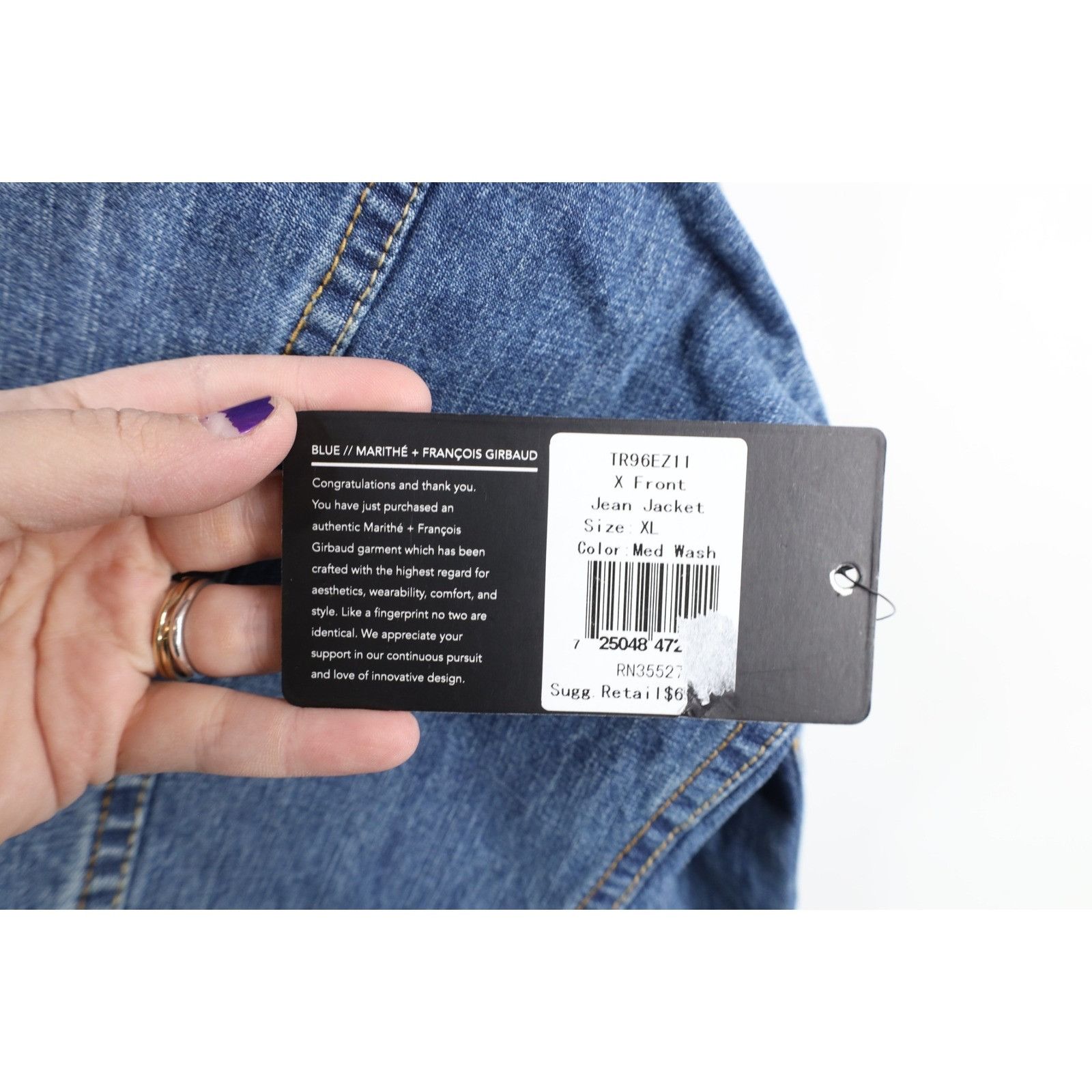 Marithe + Francois Girbaud NOS Vintage 90s Marithe Francois Girbaud Denim Jean Jacket Size US XL / EU 56 / 4 - 5 Thumbnail