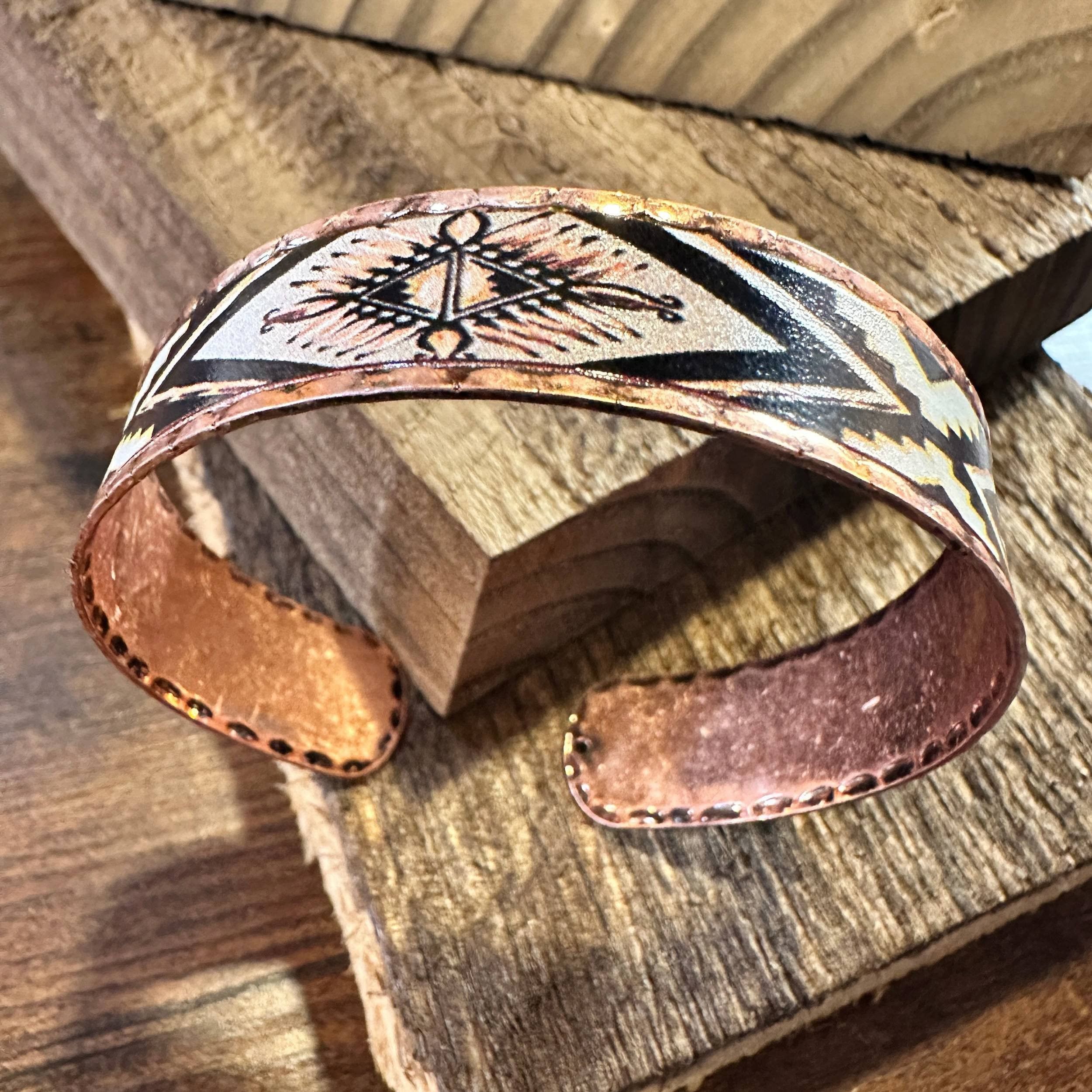 Other Handmade Boho Native American Navajo Copper Narrow Cuff Brac Size ONE SIZE - 8 Thumbnail