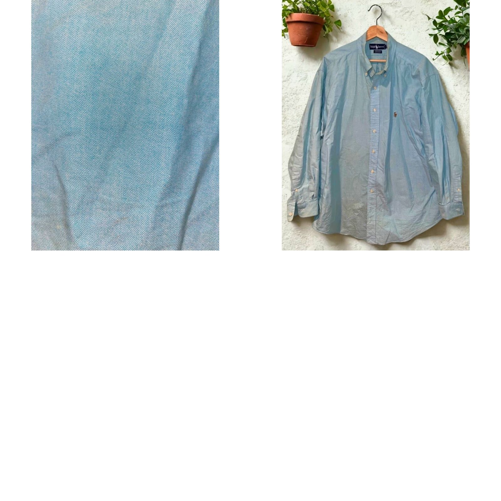 Ralph Lauren VINTAGE Ralph Lauren Yarmouth Dress Shirt Mens 17/34 Blue Button-Down 100% Cotton Size 46R - 8 Thumbnail