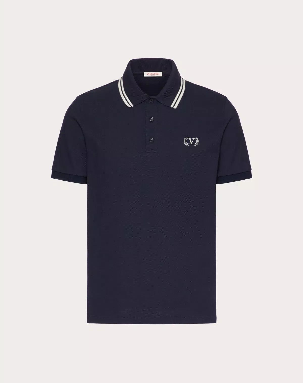 Valentino oc11z0725 Cotton Pique Polo Shirt in Navy Blue Size US L / EU 52-54 / 3 - 1 Preview