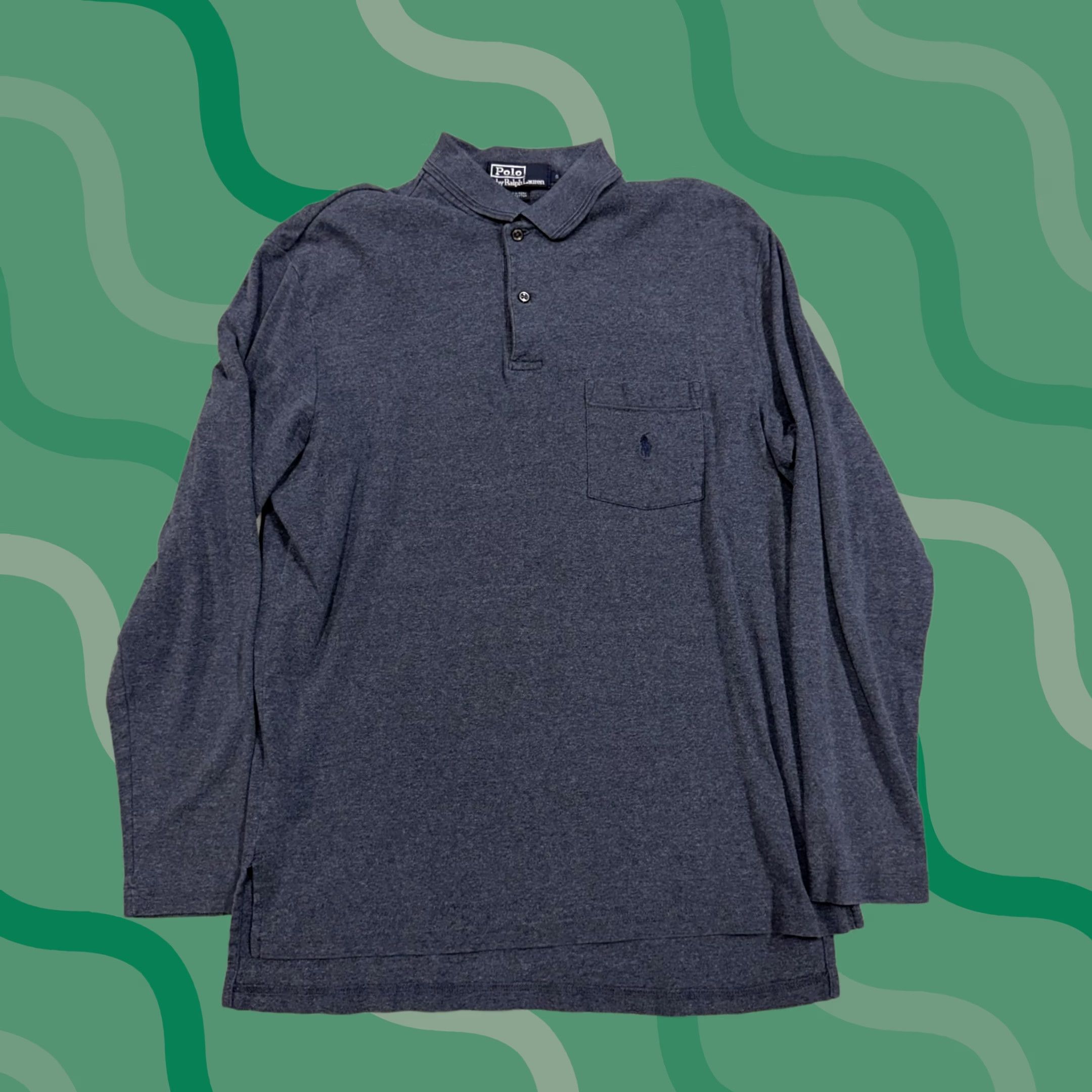 Polo Ralph Lauren Polo Ralph Lauren Polo Shirt Mens S Blue Solid Cotton Long Sleeve Pocket Size US S / EU 44-46 / 1 - 1 Thumbnail