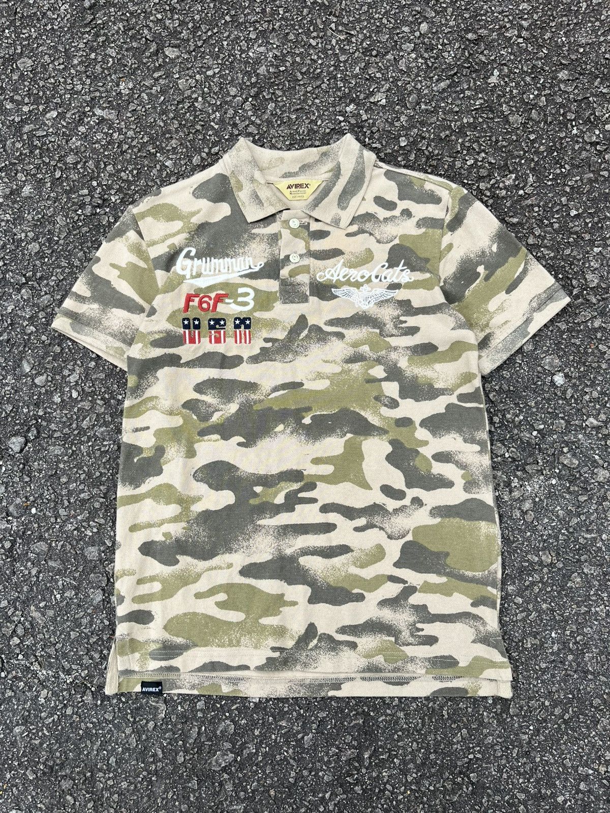 Avirex Avirex Mfg USA Camo Polo T Shirt Aero Cats Military Army Size US S / EU 44-46 / 1 - 2 Thumbnail