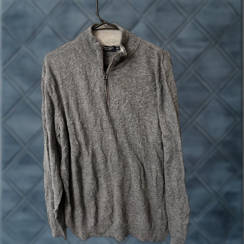 Vintage Filippo Riberti 1/4 Zip Sweater Men 2XL Heather Gray Pullover Wool Cashmere Mock Neck Zipper All Seasons Classic Outdoor Preppy Size US XXL / EU 58 / 5 - 1 Thumbnail
