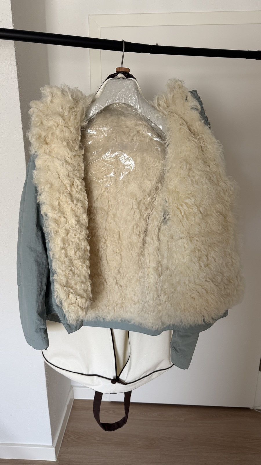 Hermes $20,000 FW22 Mens Runway 2 in 1 Ice Blue Lamb Fur Jacket Size US M / EU 48-50 / 2 - 6 Thumbnail