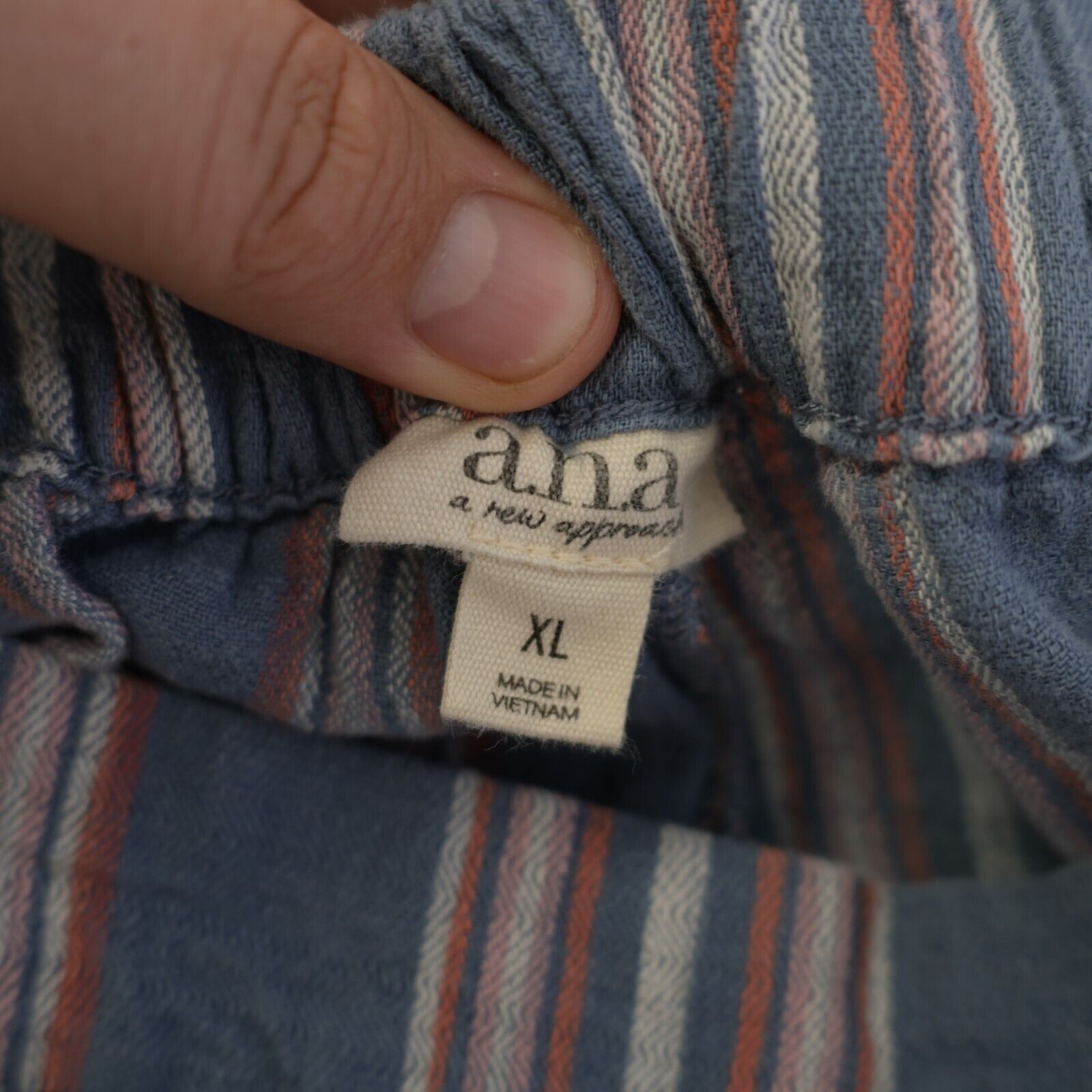 Designer A.n.a. XL Wide Leg Capri Pants Blue Pink Striped High Rise 3 Size 36" / US 14 / IT 50 - 5 Thumbnail