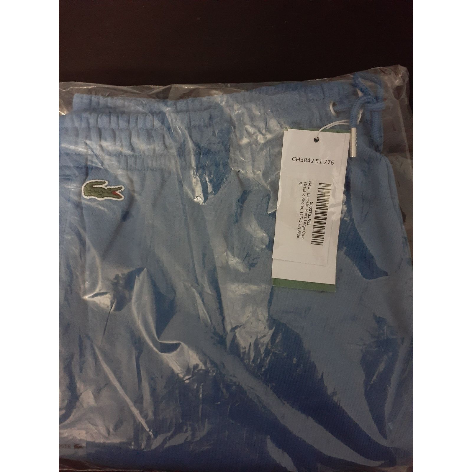 Lacoste Lacoste Men's Large Croc Graphic Shorts Blue L Size US 35 - 2 Thumbnail