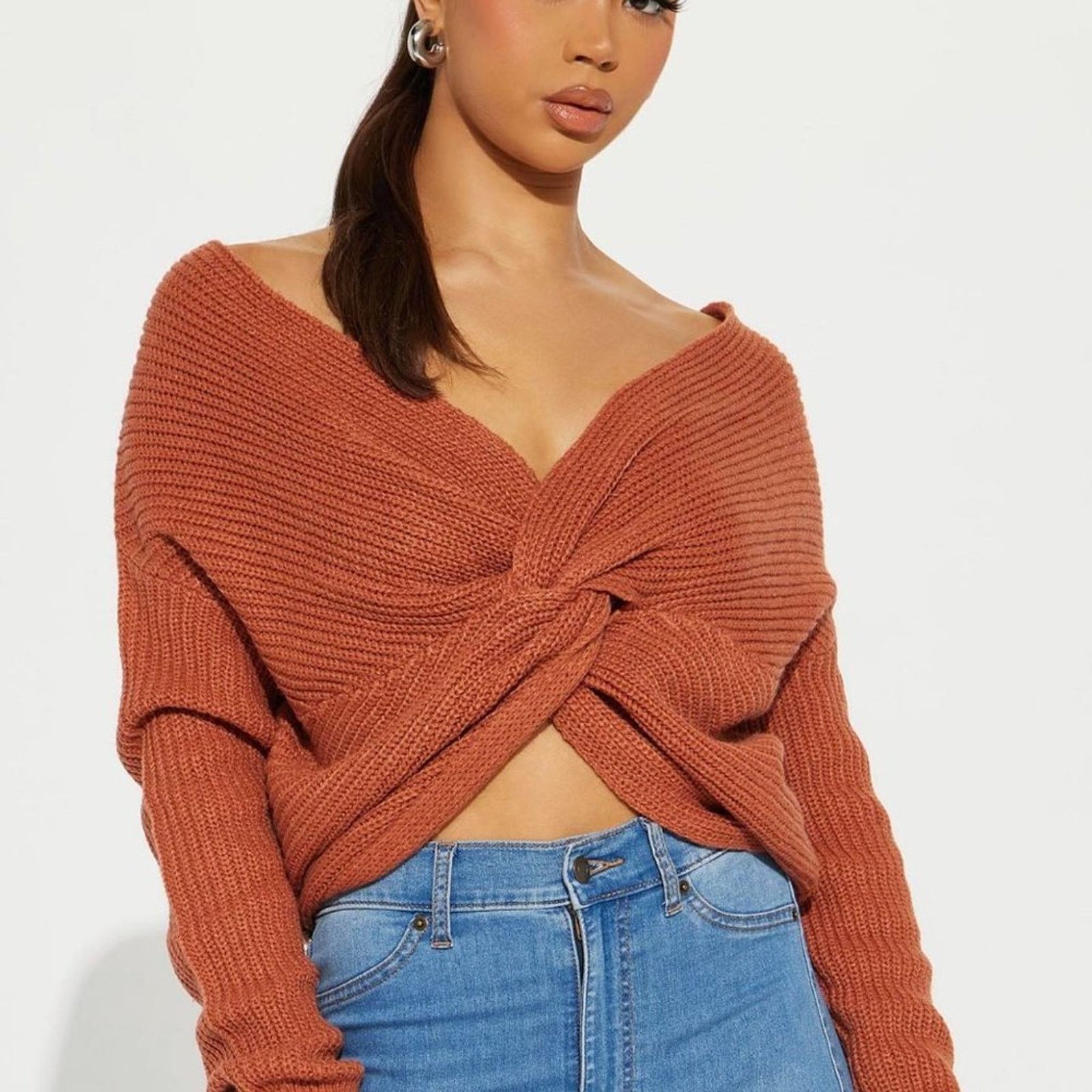 Other Reversible Twisted Knit Long Sleeve Fall Sweater Burgundy M Size M / US 6-8 / IT 42-44 - 15 Thumbnail