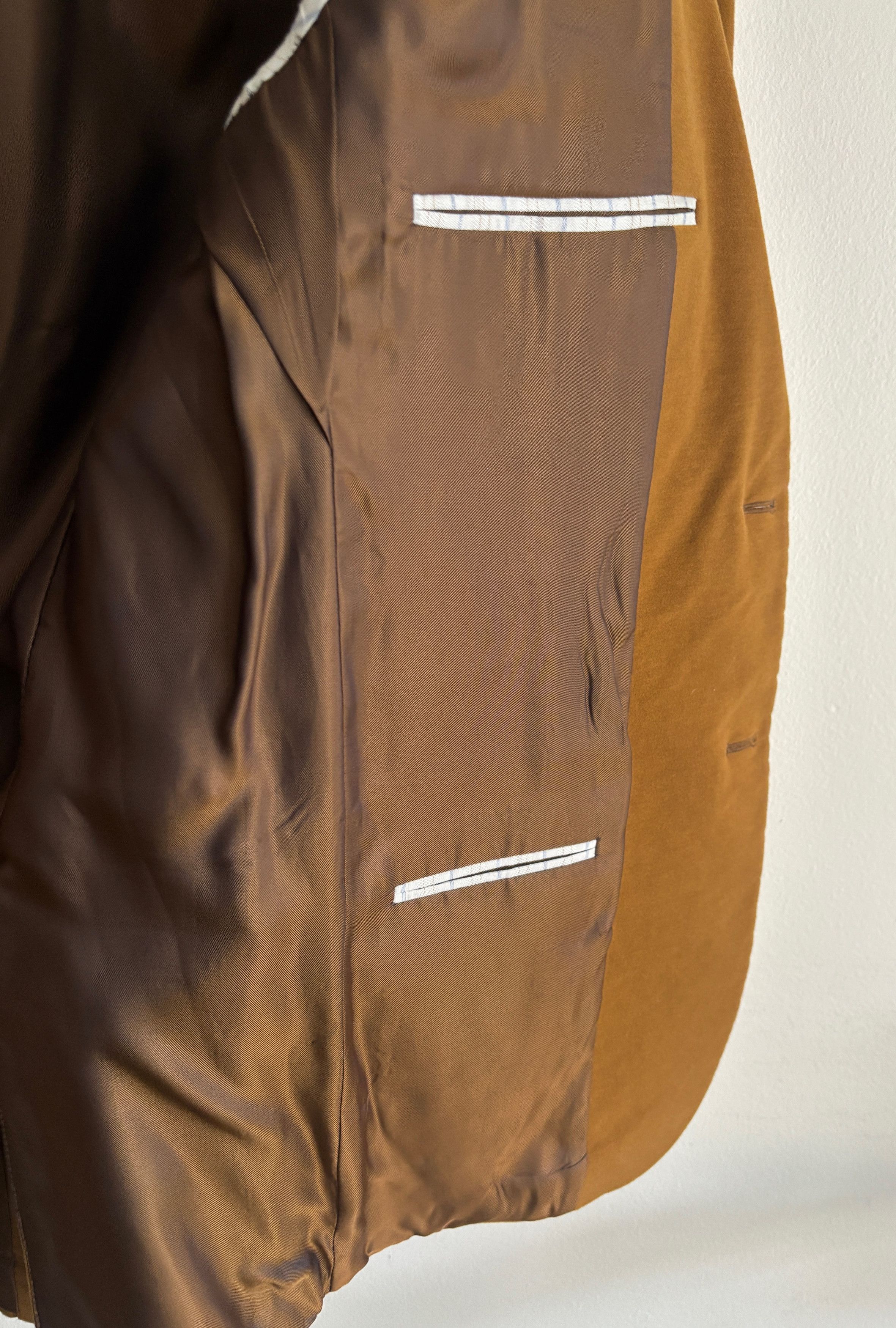 Hickey Freeman $1100 Tan/ Brown Cotton Velvet Sport Coat - 40 Size 40R - 11 Thumbnail