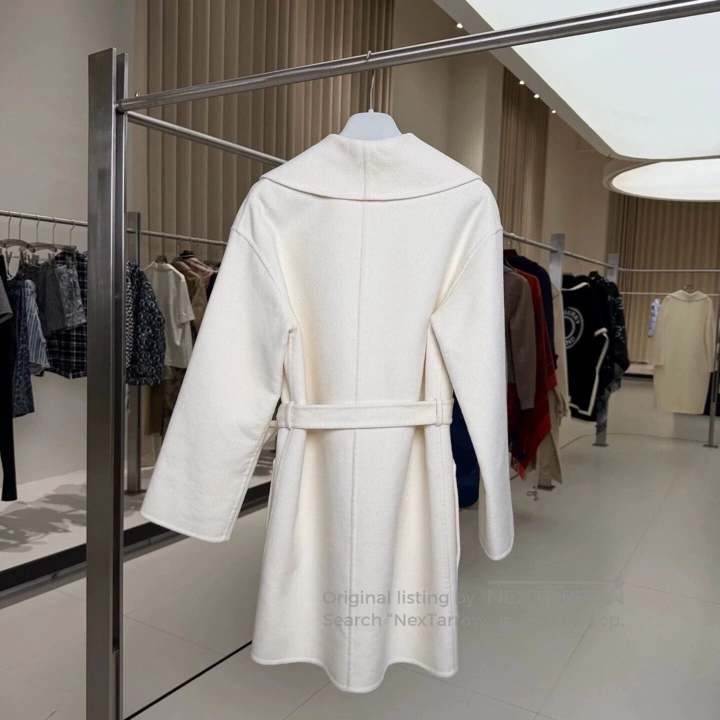 Hermes Hermes White Cashmere Mid-Length Coat. Size XXS / US 00 / IT 34 - 2 Thumbnail