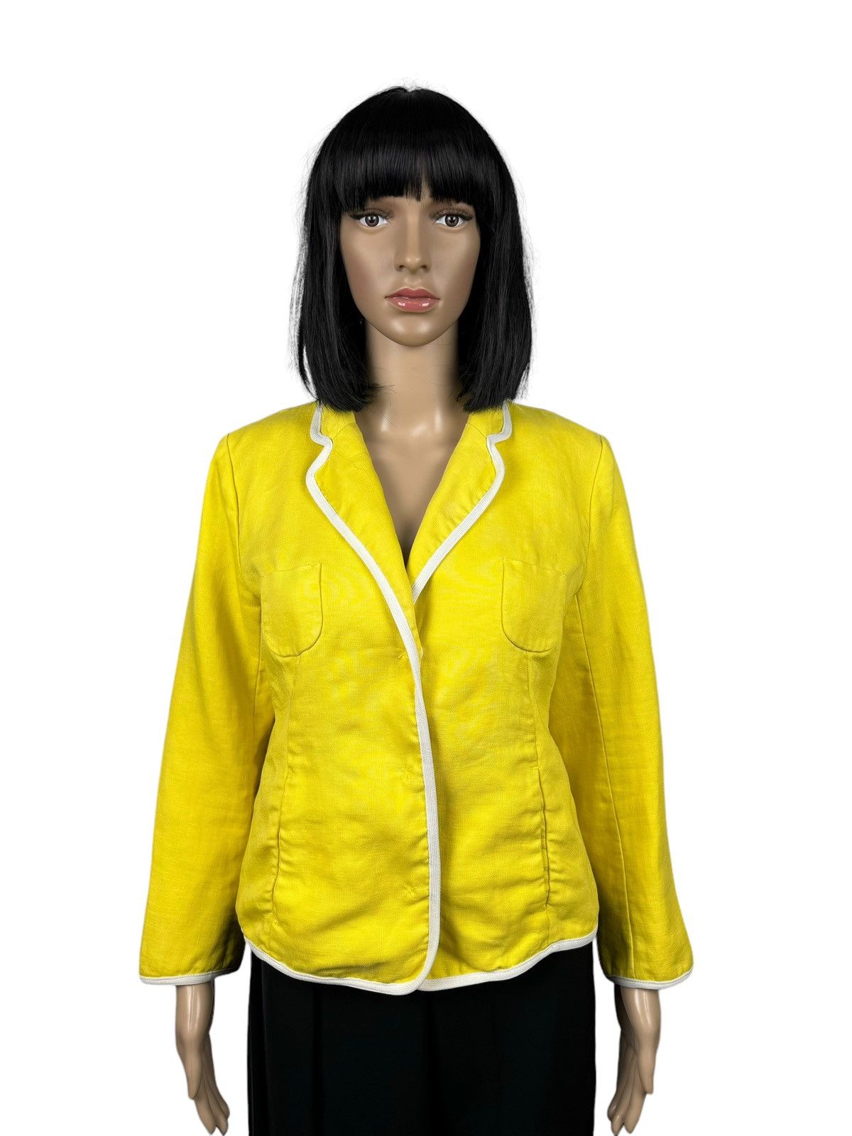 Max Mara Max Mara Linen Yellow Blazer Jacket size US12 IT46 Size XL / US 12-14 / IT 48-50 - 1 Thumbnail