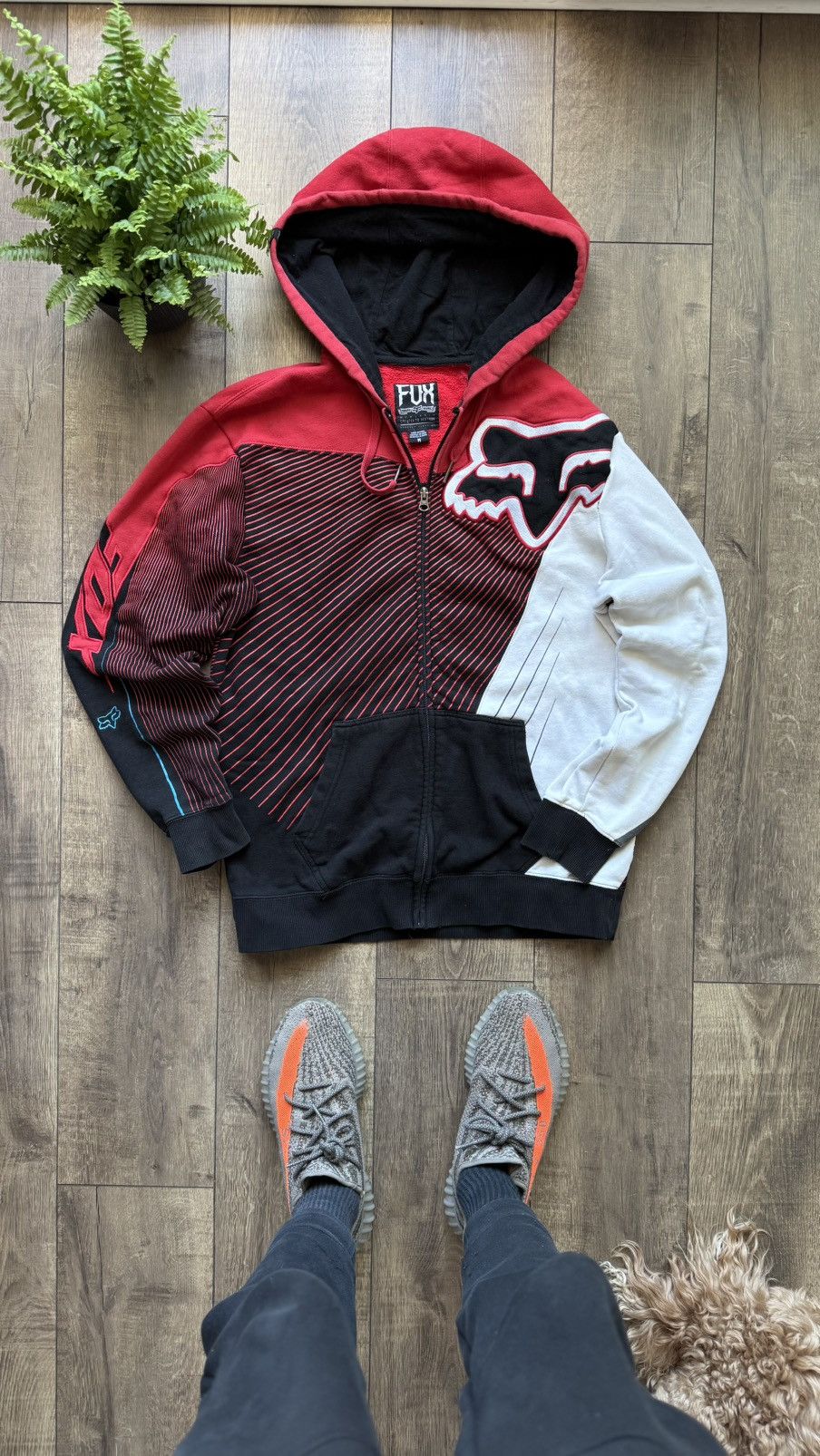 Fox Racing Y2K Zip Up Motocross 2000s Hoodie Fleece Vintage