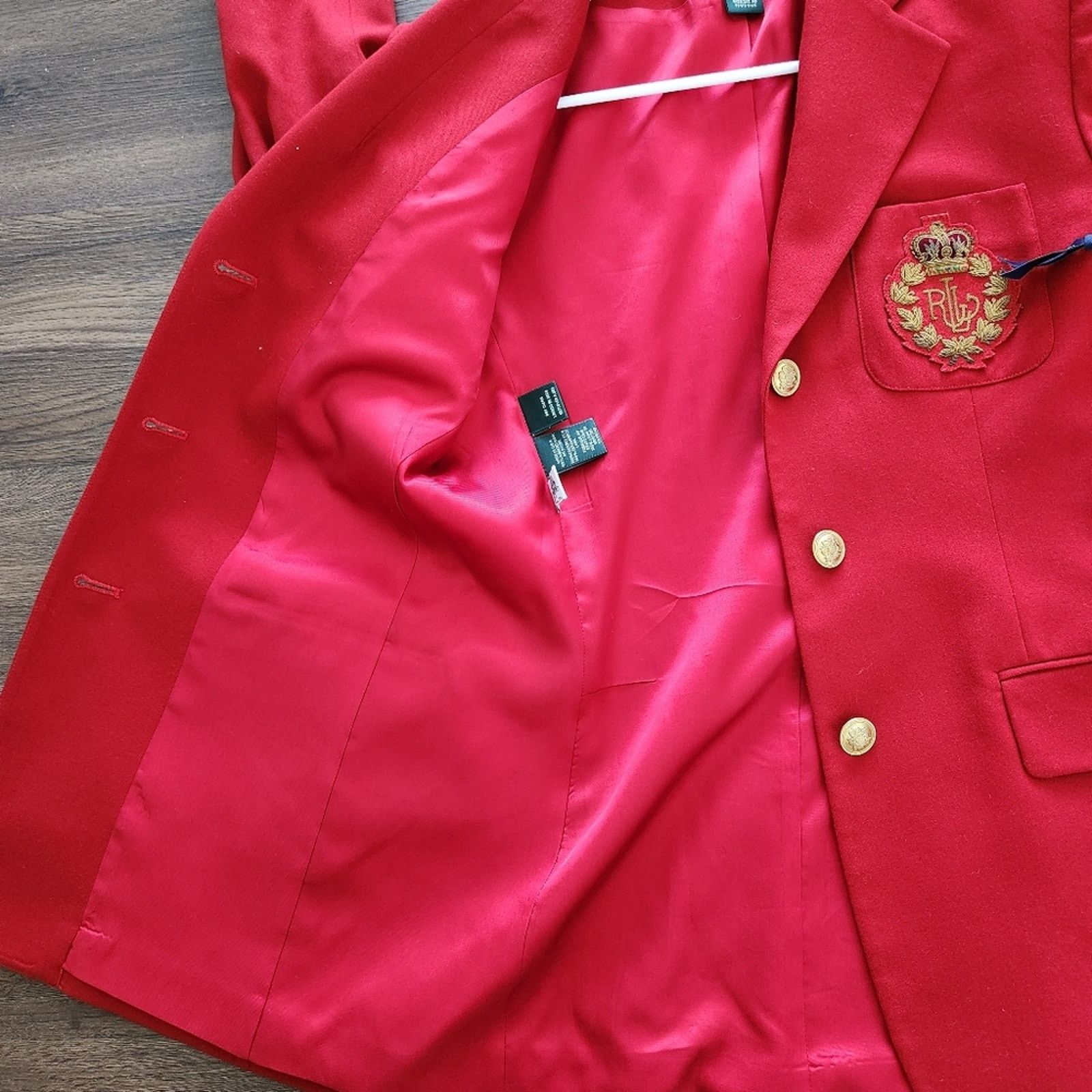 Lauren Ralph Lauren Lauren Ralph Lauren Crested Wool Blazer Red 8 Preppy 90s Size M / US 6-8 / IT 42-44 - 11 Thumbnail