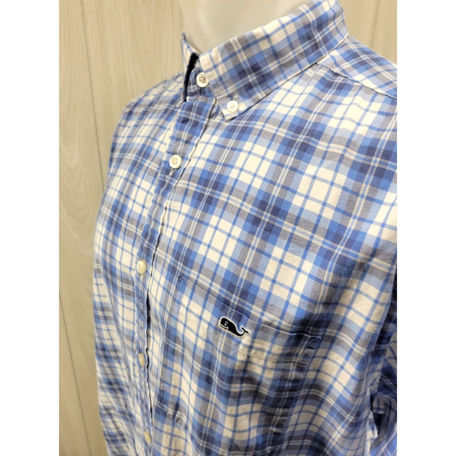 Vineyard Vines Vineyard Vines Trucker Shirt Men’s Large Plaid Blue Performance Classic Fit Long Sleeve Button-Up Size US L / EU 52-54 / 3 - 3 Thumbnail