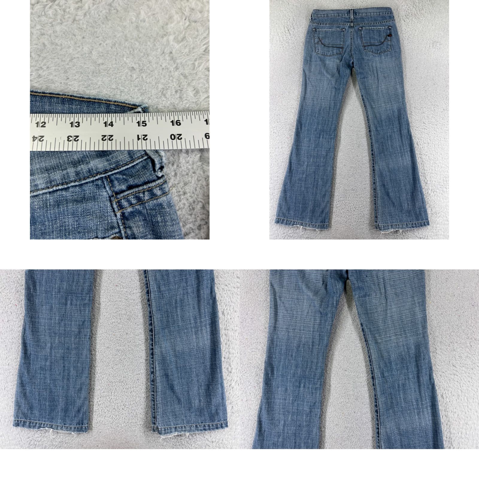 Vintage Shyanne Jeans Womens 29 Blue Denim Flared Low Rise Distressed 29x30 Pants Regular Jeans Womens Boys Girls Mens Size 29" - 9 Thumbnail
