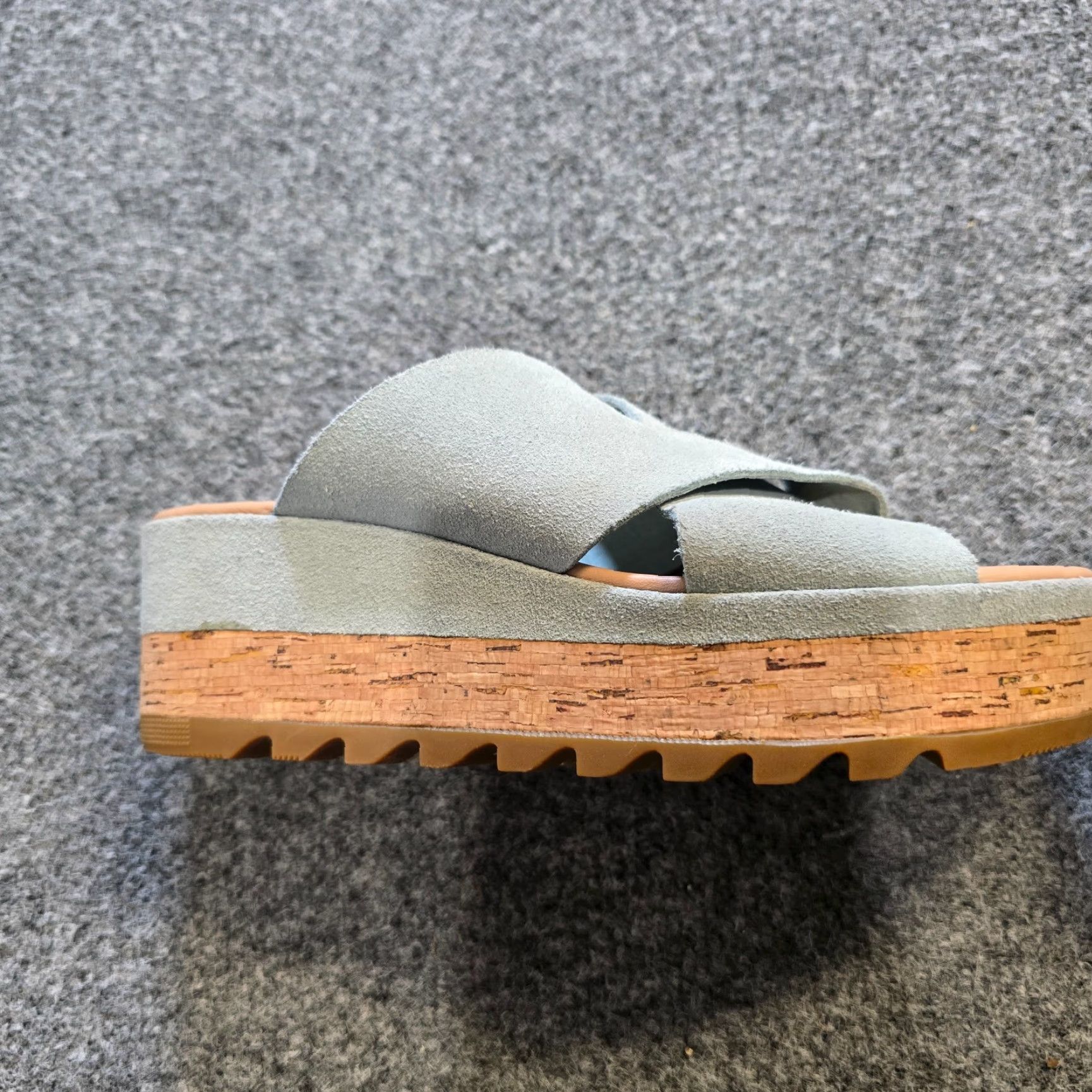 SOREL Sorel Cameron Sandal Womens 6 Blue Suede Flatform Slide Platform Casual Resort Slip On Leather Rubber Comfort Summer Spring Womens Size US 4 / IT 34 - 6 Thumbnail