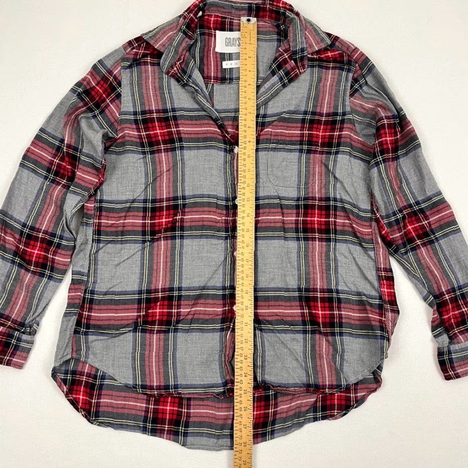 Vintage Grayson The Hero Blouse Size M Gray Red Plaid Button Front Flannel Shirt Size M / US 6-8 / IT 42-44 - 5 Thumbnail