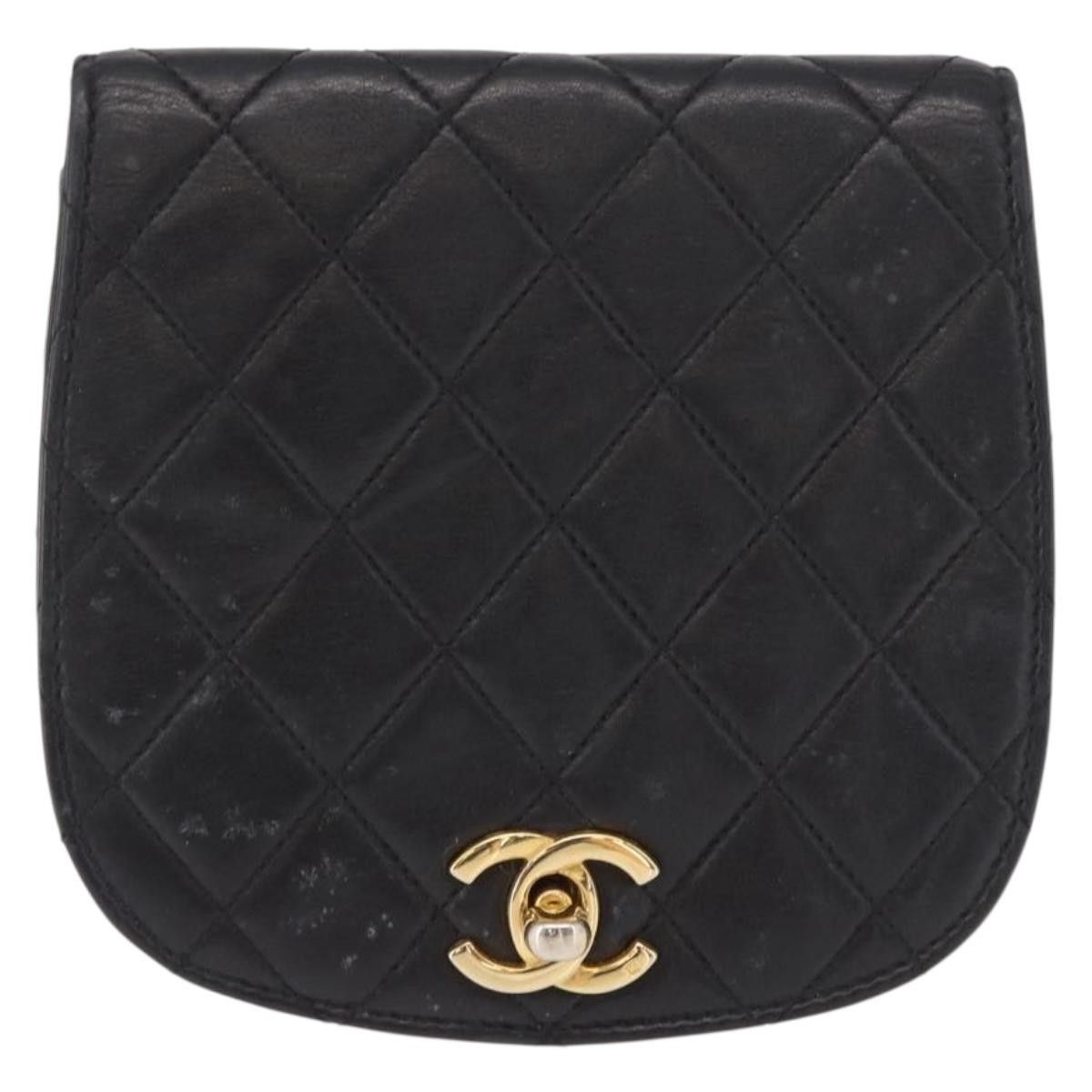 Chanel Chanel Pouch Lamb Skin Black Gold CC Size ONE SIZE - 2 Thumbnail