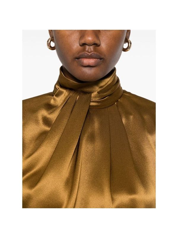 Saint Laurent Paris oc11z0126 810182 Twist Neck Garter Blouse in Silk Satin Size XS / US 0-2 / IT 36-38 - 5 Thumbnail