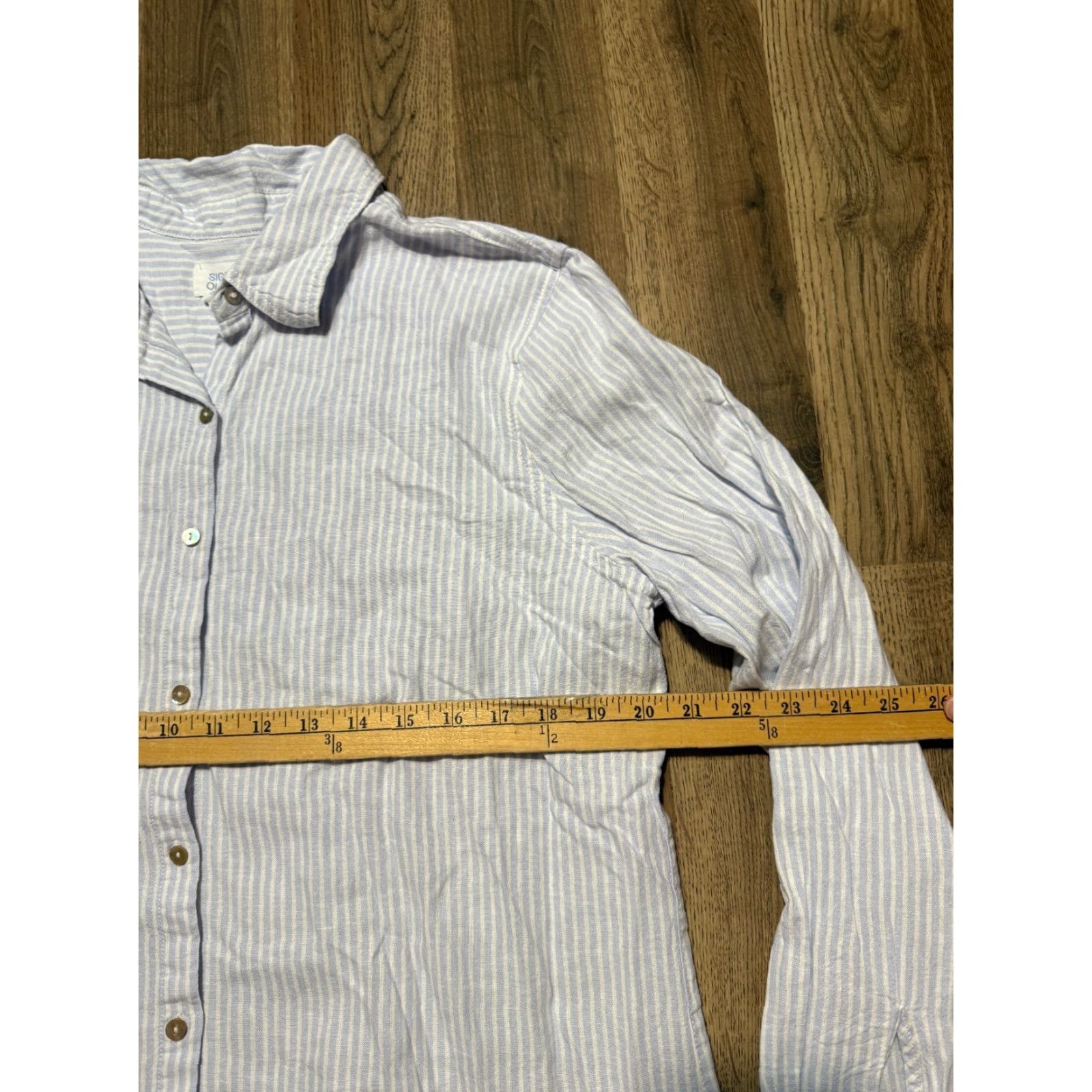 Vintage Sigrid Olsen Shirt Women's XL White Blue Striped Long Sleeve Button Up Size XL / US 12-14 / IT 48-50 - 6 Thumbnail