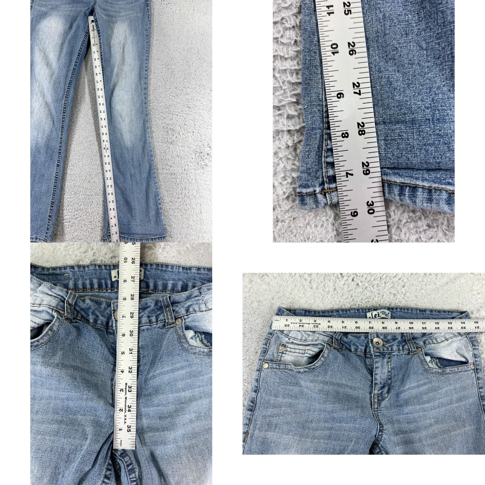 Vintage L.e.i. Jeans Junior 27x30 Blue Denim Bootcut Low Rise Embroidered Ashley Size 27" / US 4 / IT 40 - 8 Thumbnail
