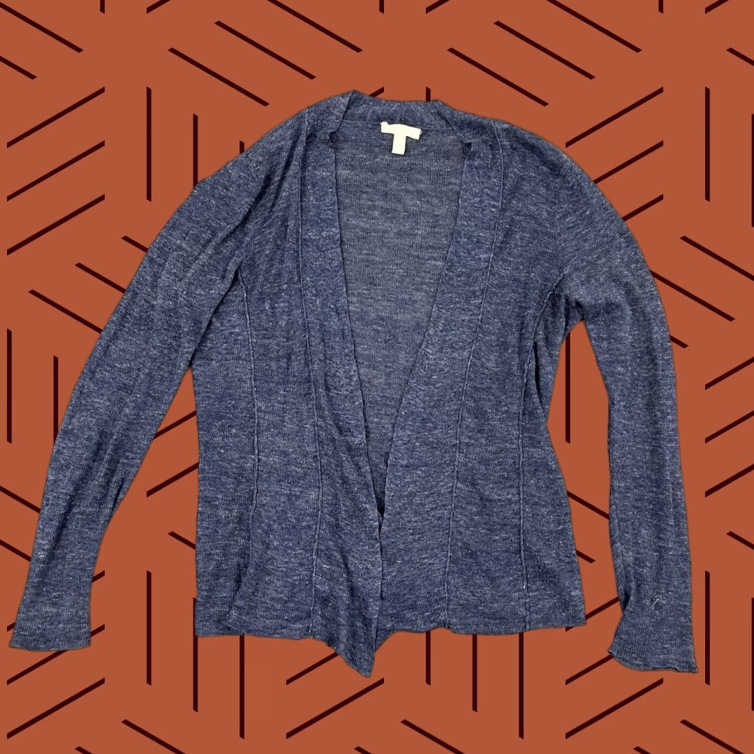 Eileen Fisher VINTAGE EILEEN FISHER Sweater Cardigan Womens Petite Small Blue Linen Knit Open Front Casual Size S / US 4 / IT 40 - 1 Thumbnail