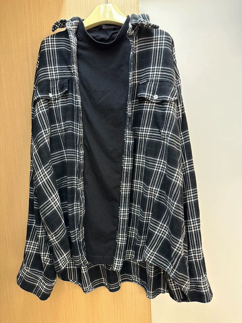 Balenciaga Balenciaga Fake Two-Piece Plaid Long Sleeve Shirt Size US S / EU 44-46 / 1 - 1 Thumbnail