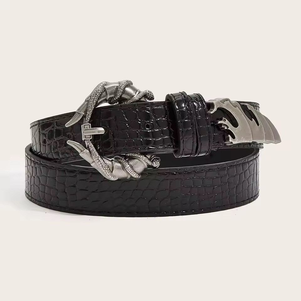 Leather 110 cm Y2k Grunge Buckle Pu Leather Belt Size ONE SIZE - 2 Thumbnail