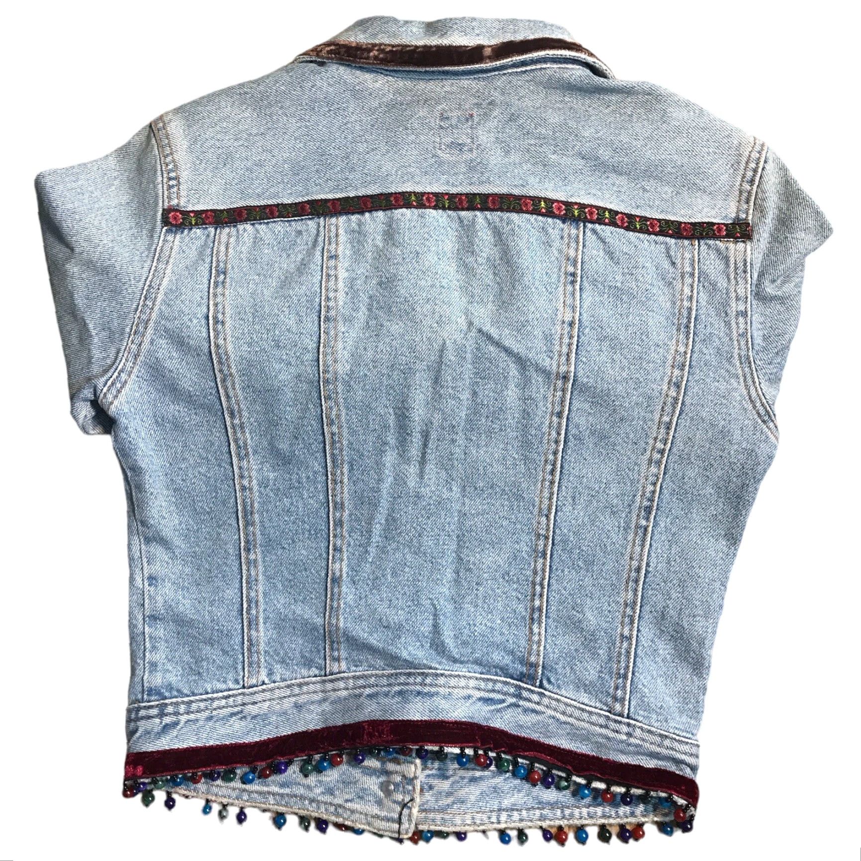 Vintage VINTAGE ABS by Allen Schwartz Beaded Denim Jacket Womens Petite PP Blue Denim Beaded USA Designer Jacket Girls Womens Size XXS / US 00 / IT 34 - 2 Thumbnail