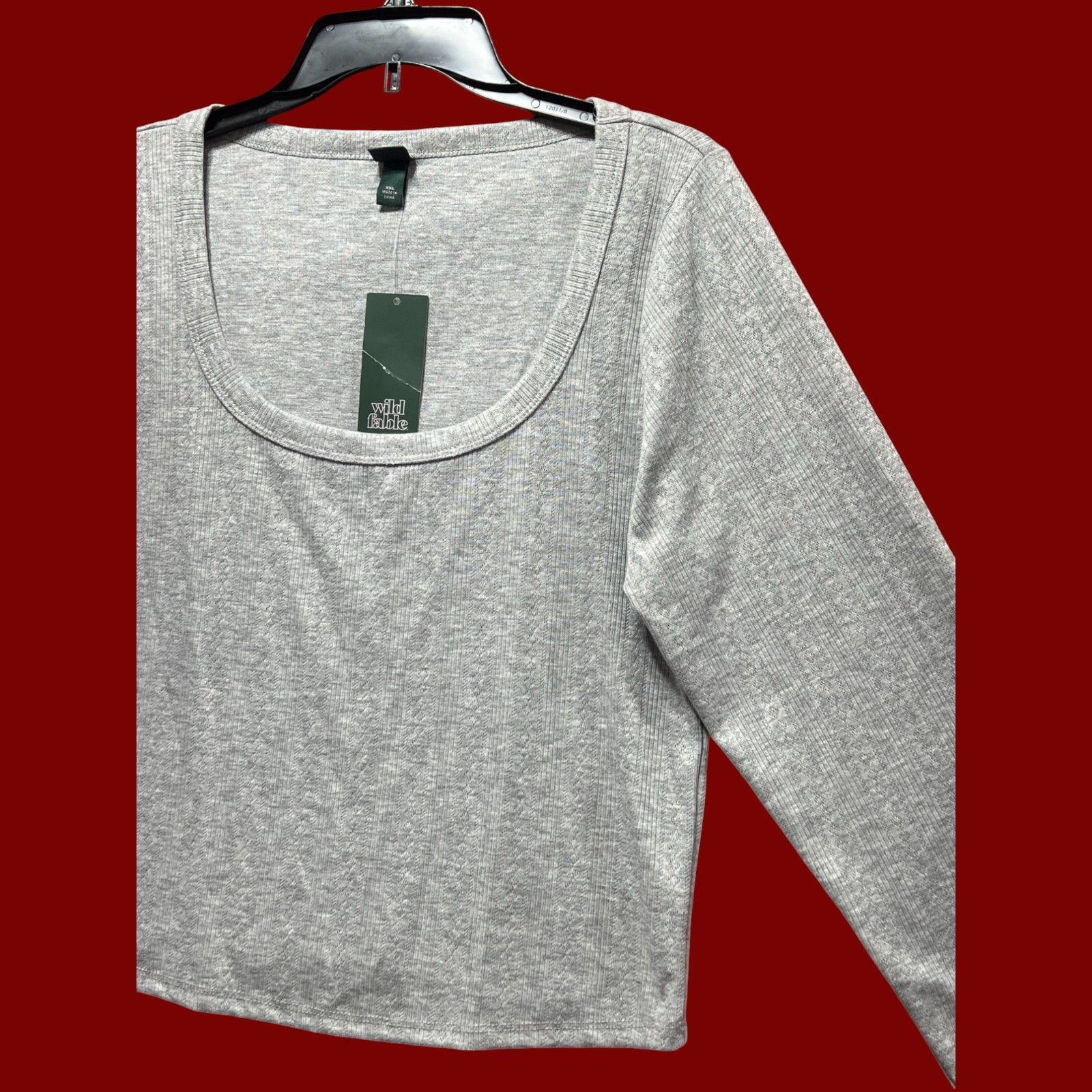 Other Wild Fable - Women's Long Sleeve Pointelle T-Shirt - Gray - Size XXL / US 16-18 / IT 52-54 - 13 Thumbnail