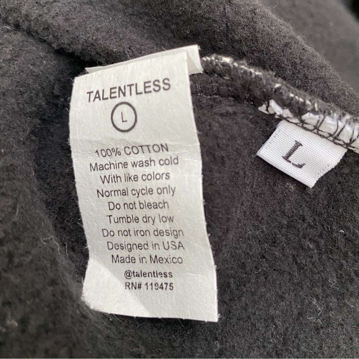 Talentless TALENTLESS HOODED HOODIE SWEATSHIRT BLACK BANDANA FLEECE L Size US L / EU 52-54 / 3 - 6 Thumbnail