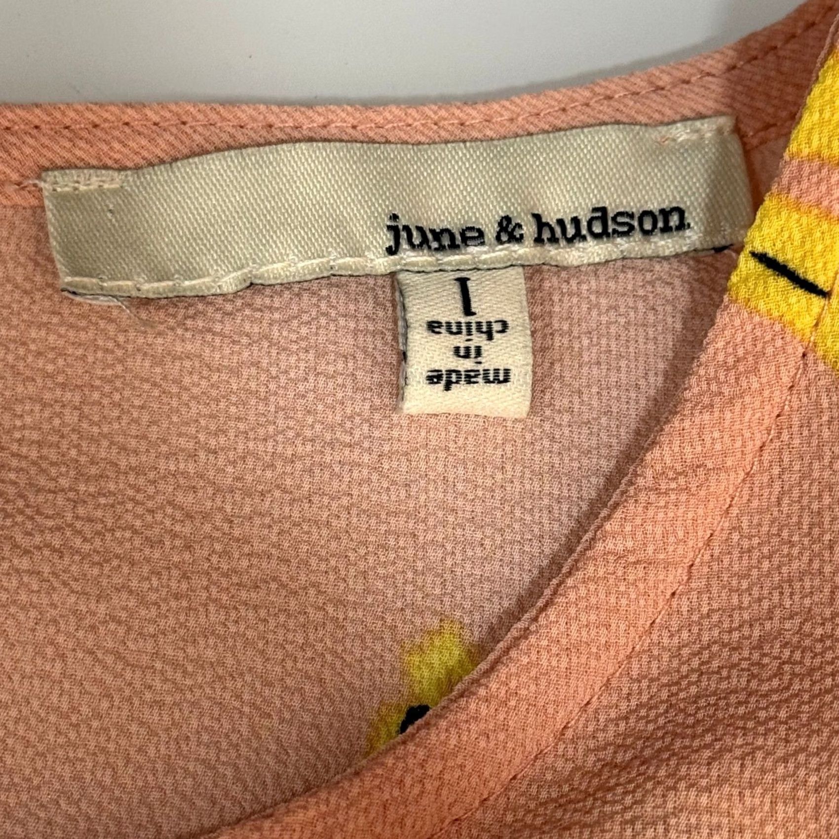 Hudson June & Hudson Peach Pink Banana Print Ruffled Short Sleeve Blouse - Summer Fashion Size L / US 10 / IT 46 - 5 Thumbnail
