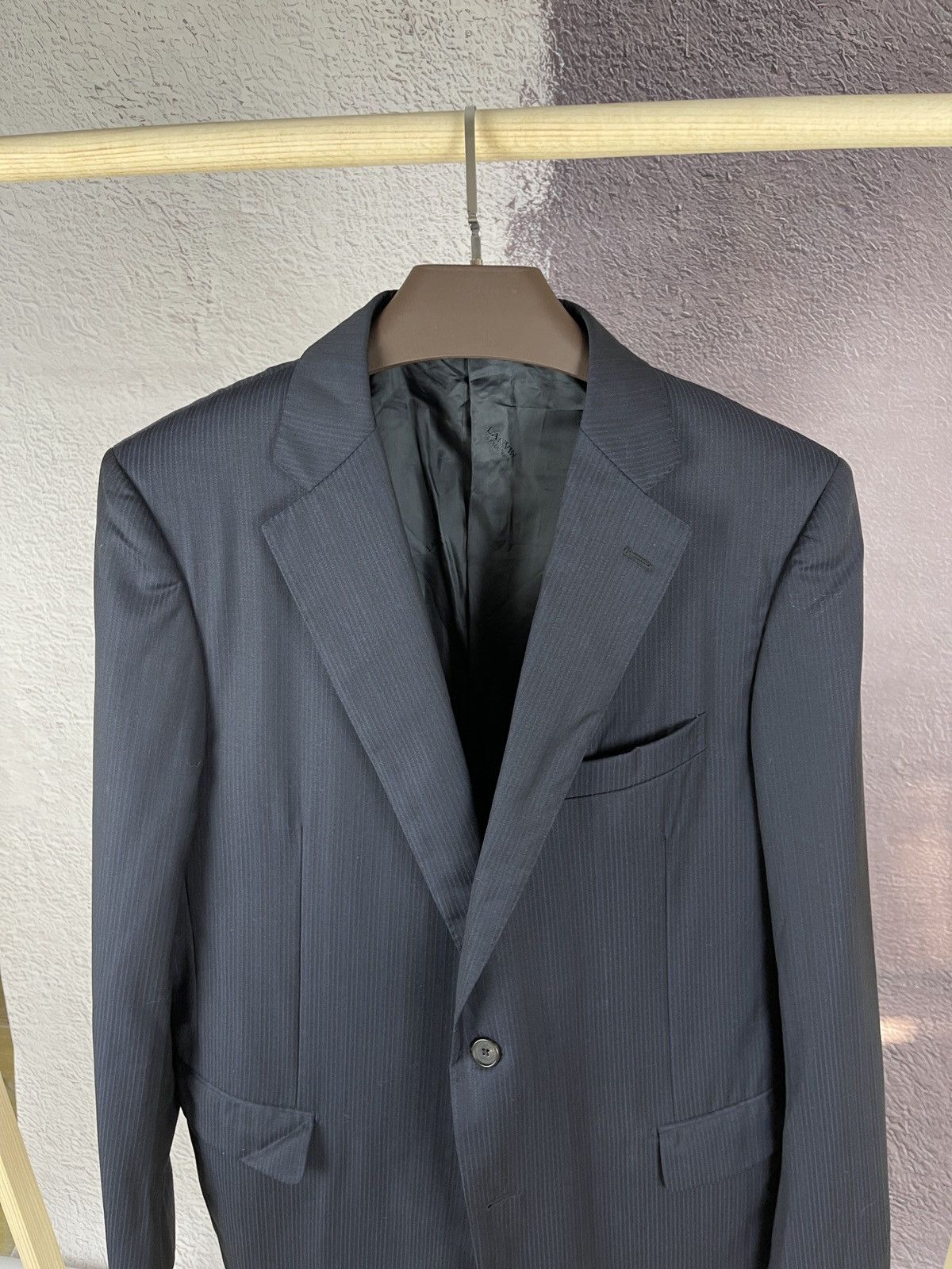 Lanvin Lanvin 15 faubourg navy striped 2 button blazer sport coat Size 48R - 3 Thumbnail