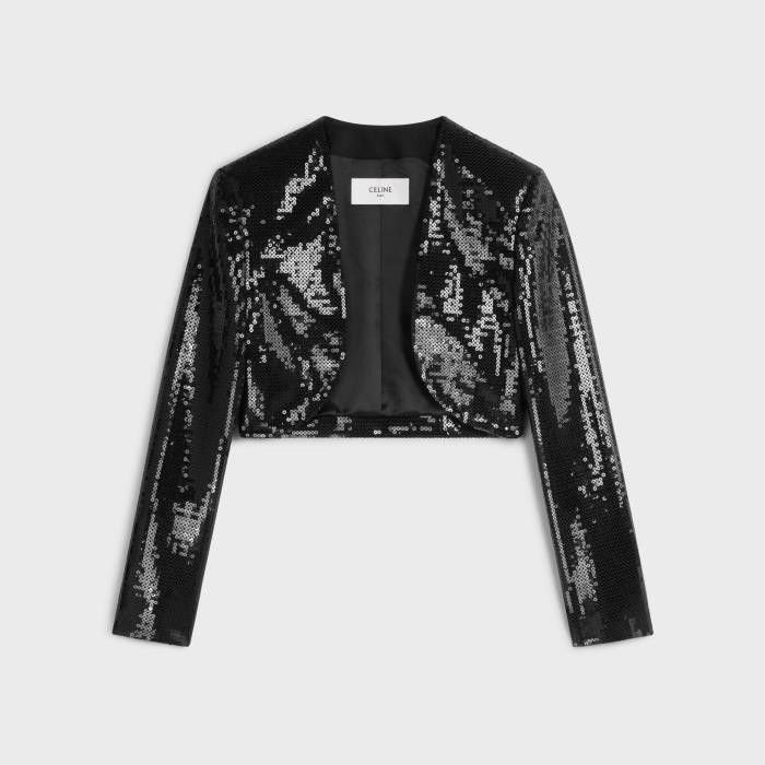 Celine o1bcso1str0526 2V27Q650D Embroidered Bolero Jacket in Black Size XS / US 0-2 / IT 36-38 - 1 Thumbnail