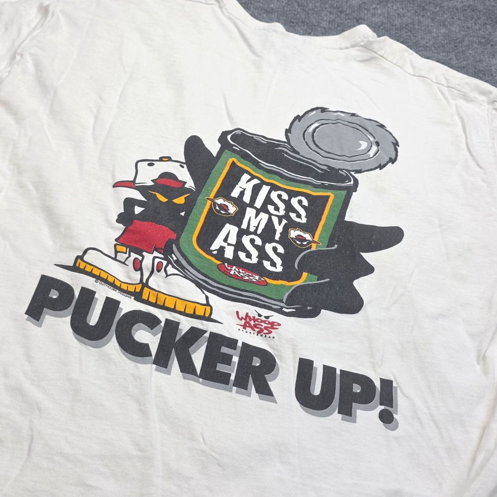 Vintage VINTAGE Whoop Ass Sportswear Shirt XL White Can of Whoop Ass stains Mens T-Shirt 90s Size US XL / EU 56 / 4 - 3 Thumbnail