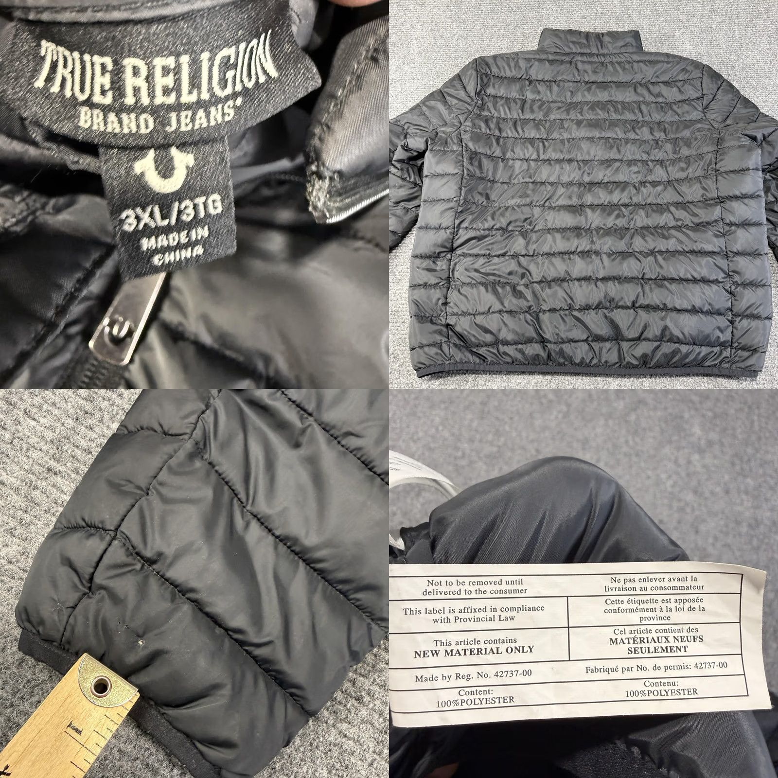 True Religion True Religion Jacket Mens 3XL Black Light Puffer Quilted Full Zip Horseshoe Logo Size US XXL / EU 58 / 5 - 8 Thumbnail