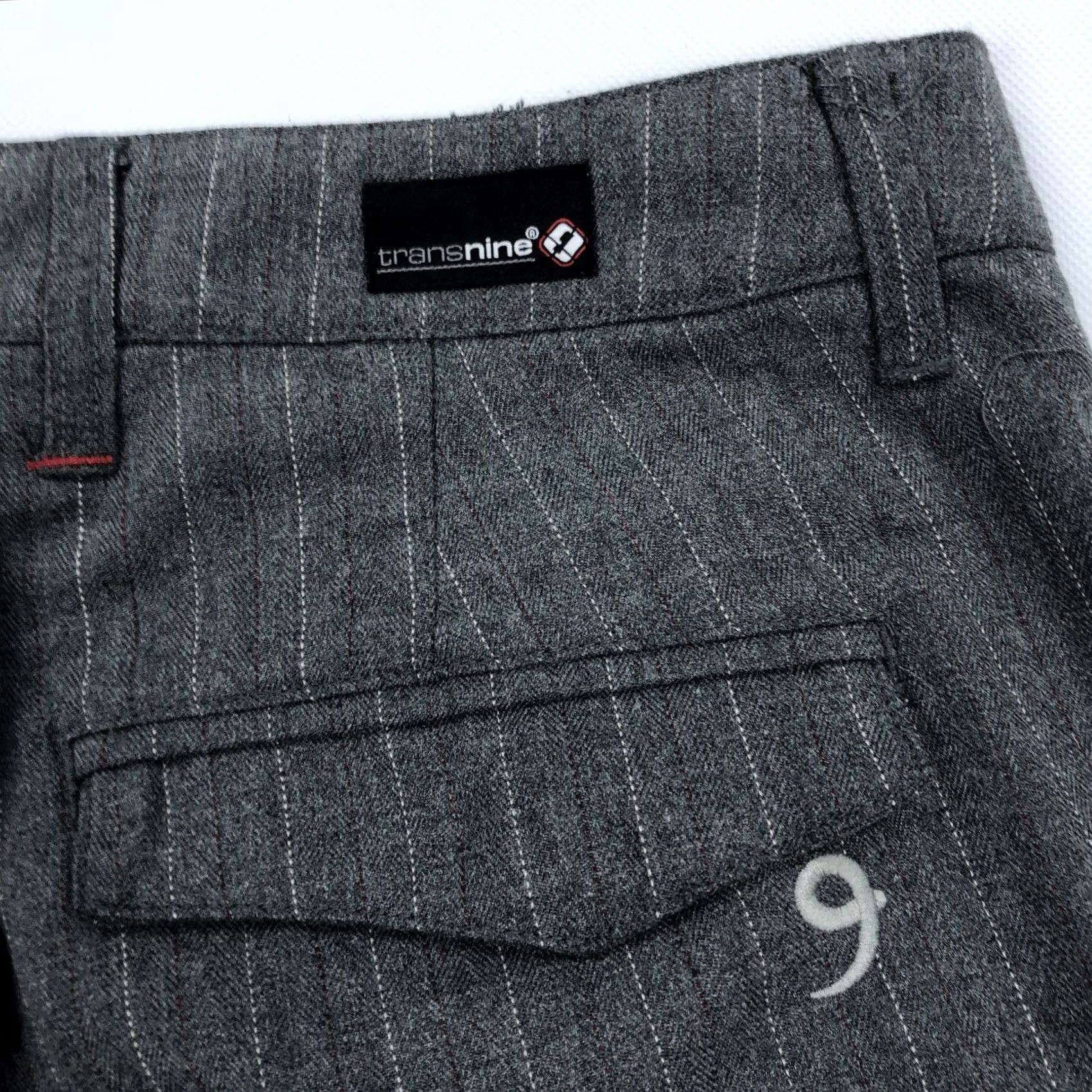 Vintage Transnine Men's Gray Pinstripe Shorts Vintage Y2K Golf Chino Flat Front 36 Regular Size US 36 / EU 52 - 5 Thumbnail
