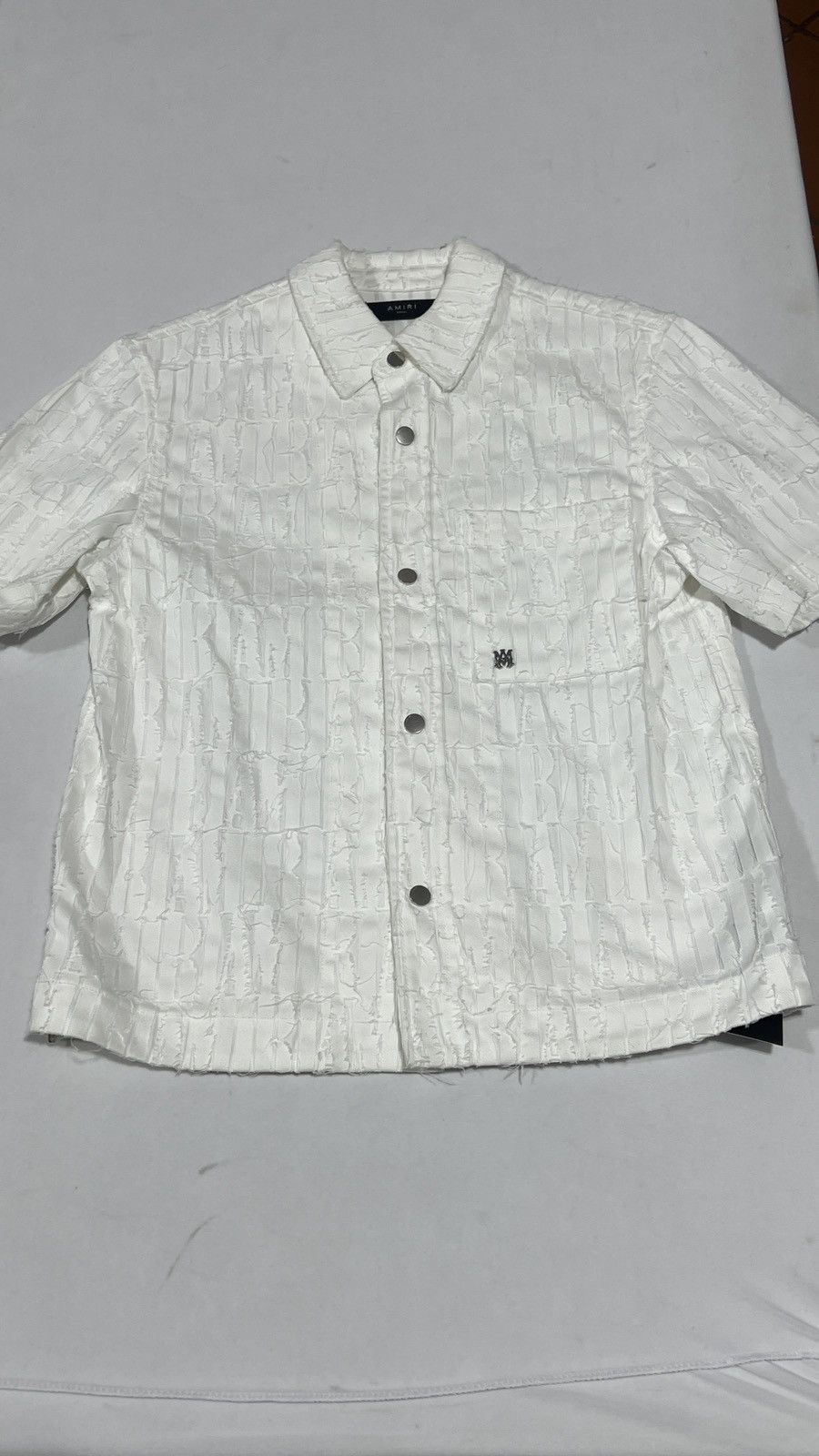 Amiri Amiri Logo Frayed White Button Up Size US S / EU 44-46 / 1 - 1 Thumbnail