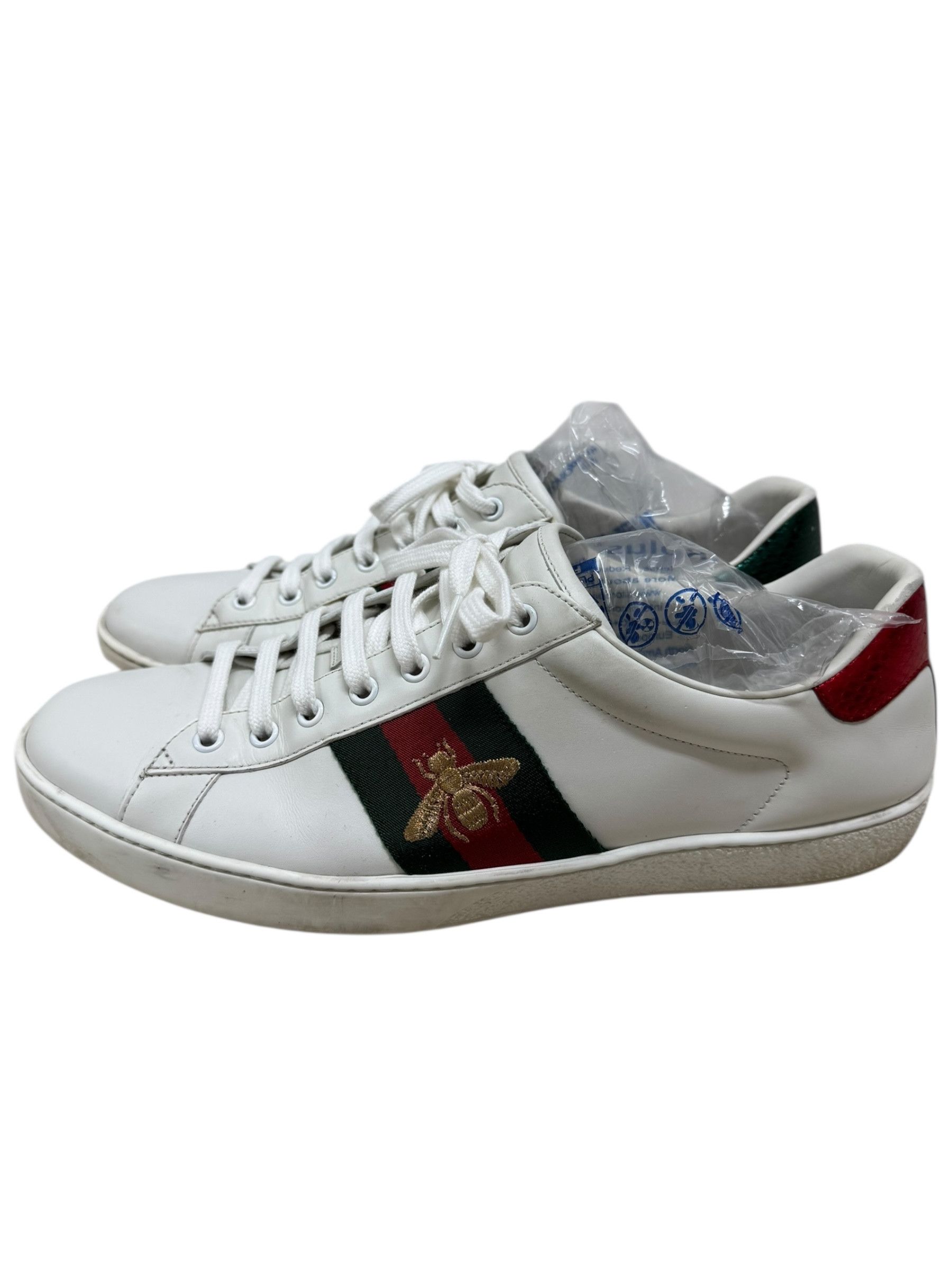 Gucci Gucci White Bee Green & Red Striped Ace Sneakers Size US 12 / EU 45 - 3 Thumbnail
