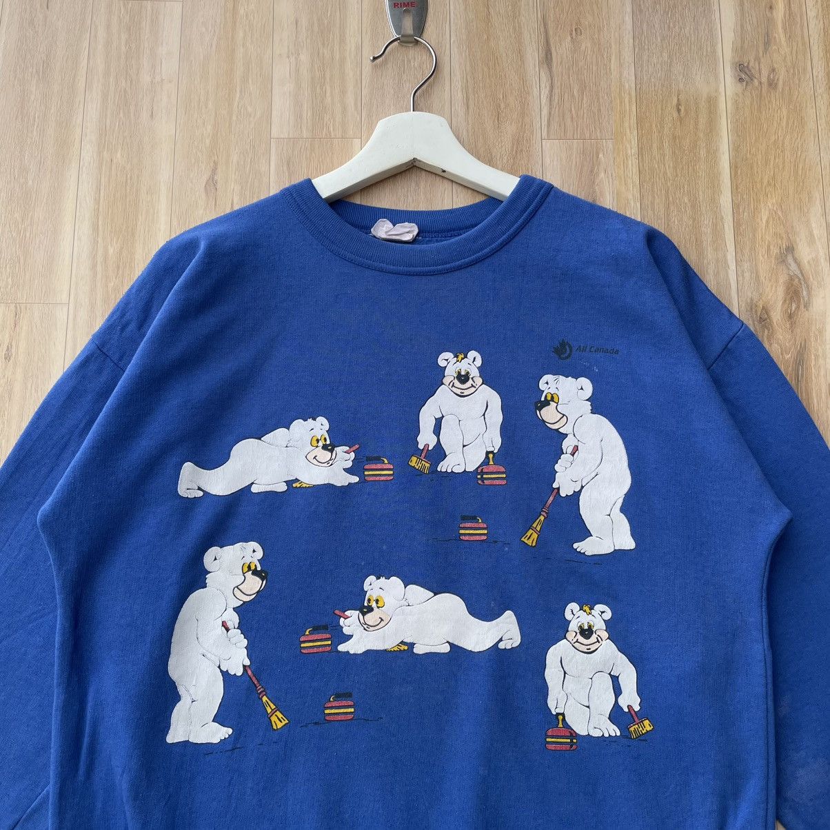 Vintage Vintage 90s Curling Bear Puff Print Graphic Pullover Size US M / EU 48-50 / 2 - 3 Thumbnail