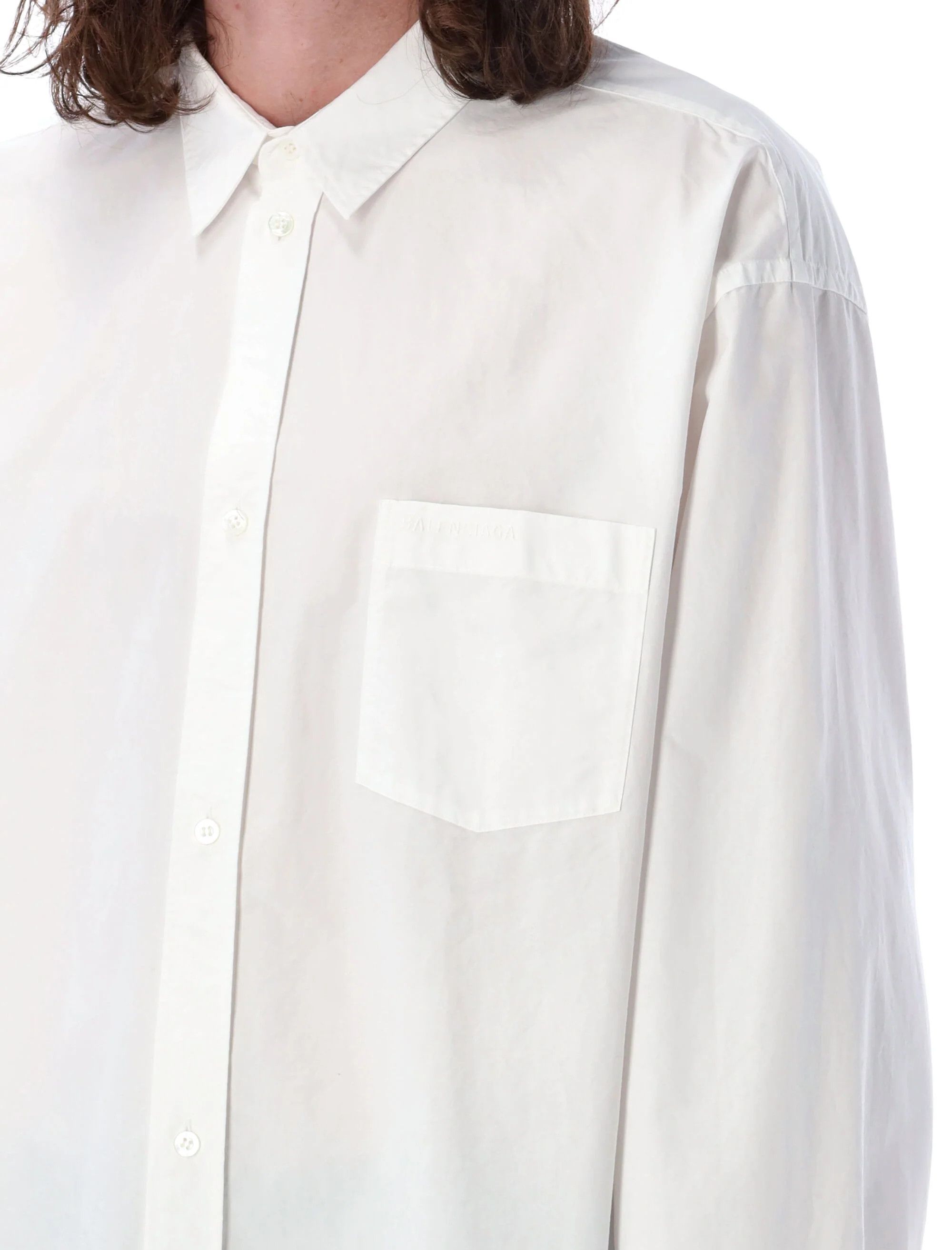 Balenciaga o1bcso1str0625 Large Fit Shirt in White Size US L / EU 52-54 / 3 - 3 Thumbnail