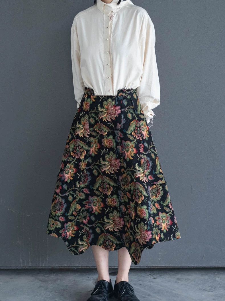 Comme des Garcons Comme Des Garcons size M Flower brocade embroidered skirt Size 23" - 4 Thumbnail