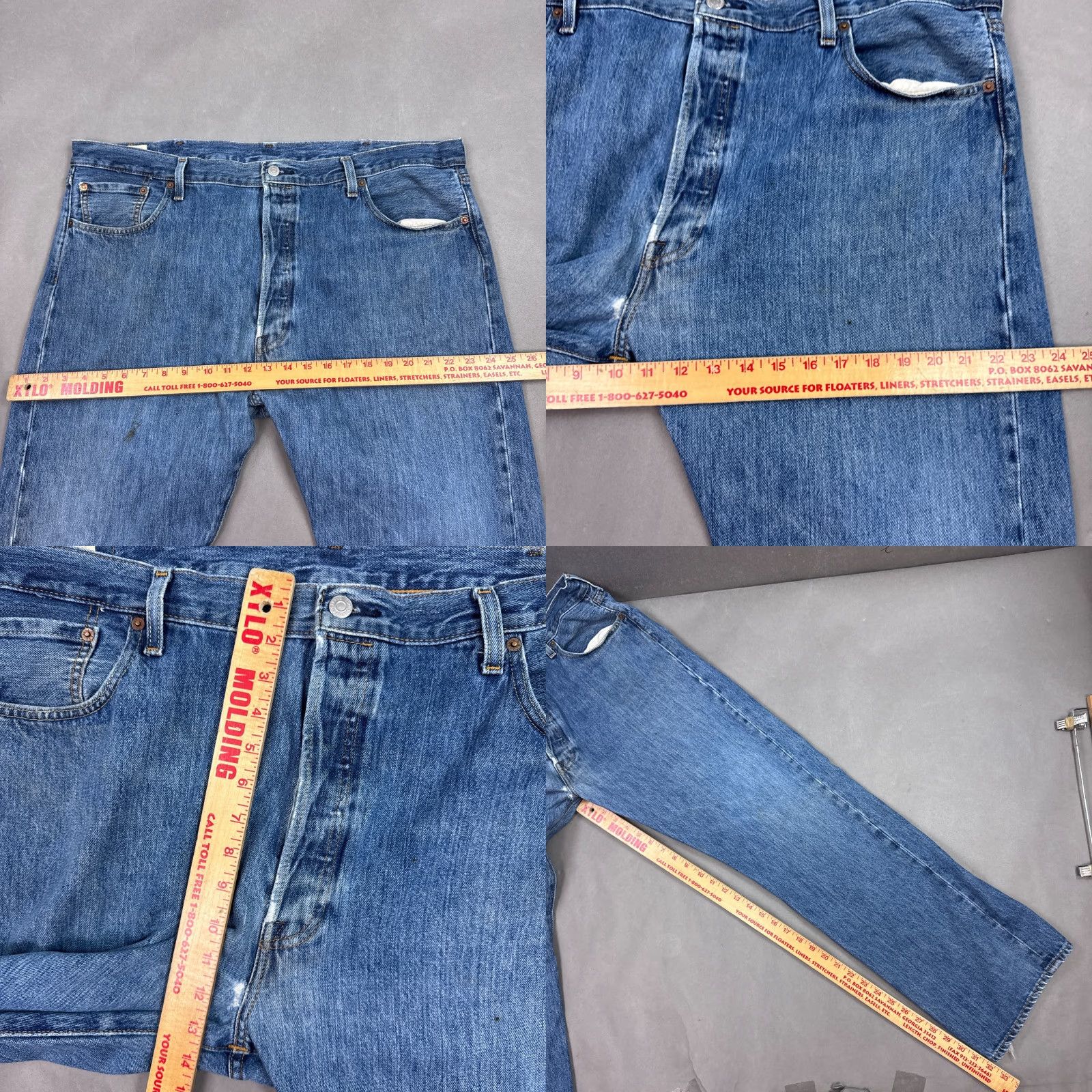 Levi's Levi's 501 Jeans Men 42x32 Blue Denim Distressed Vintage Style Straight Pants Size US 42 / EU 58 - 10 Thumbnail