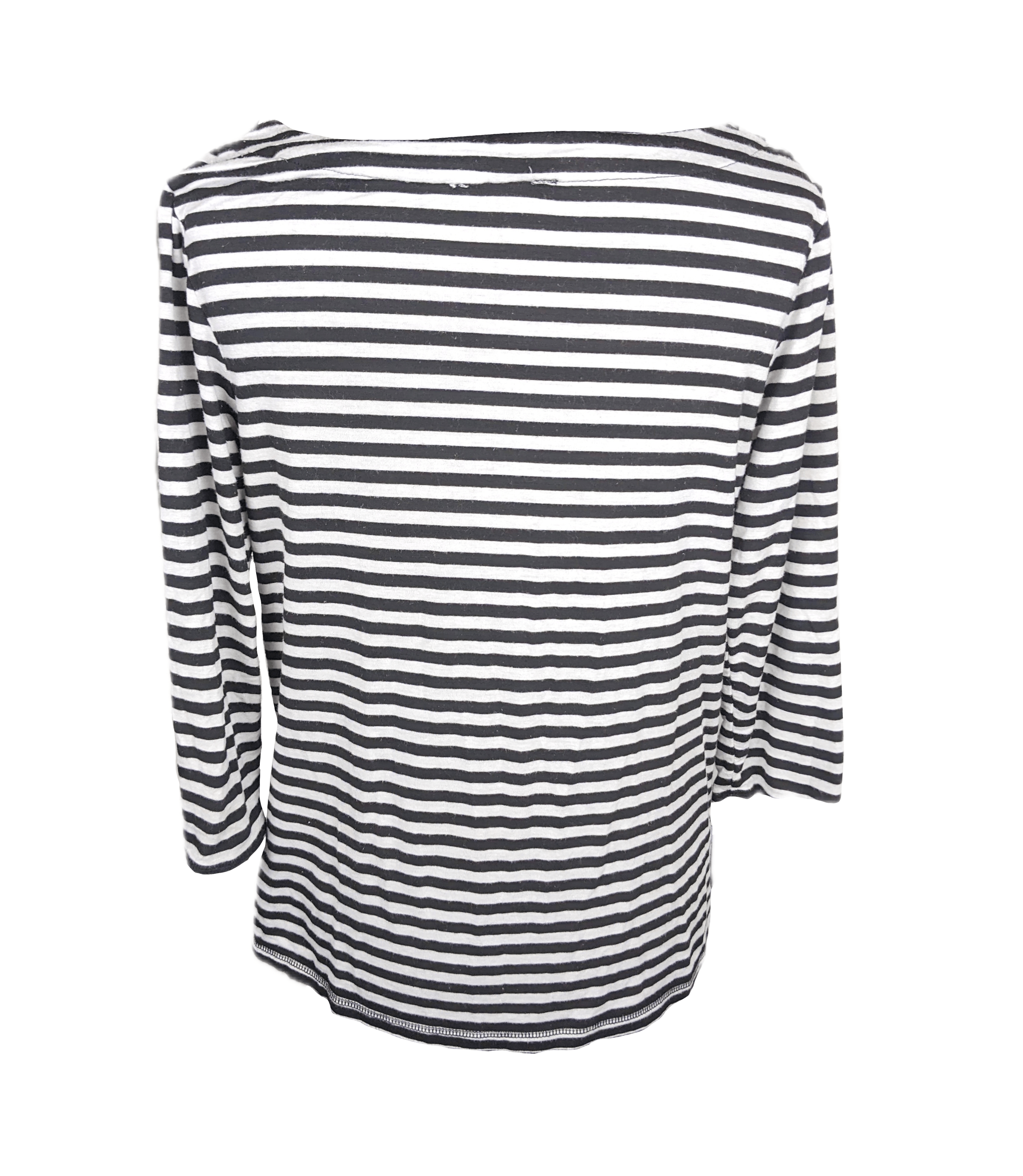 Vintage Black & White Striped Cowl Neck Top Size L / US 10 / IT 46 - 4 Thumbnail