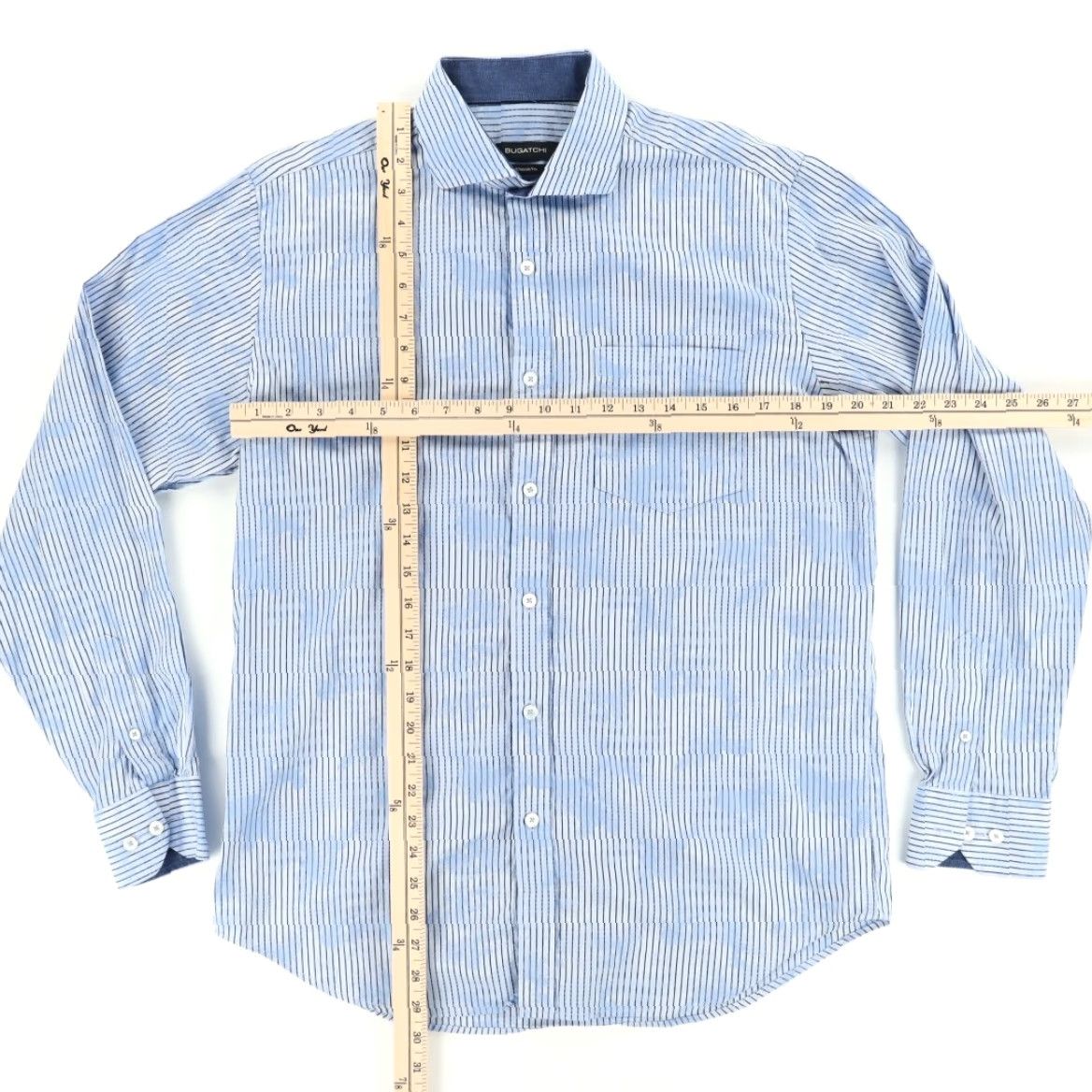 BUGATCHI Bugatchi Shirt Blue Men's M Classic Fit Cotton Tie-Dye Button Up Shirt Size US M / EU 48-50 / 2 - 3 Thumbnail