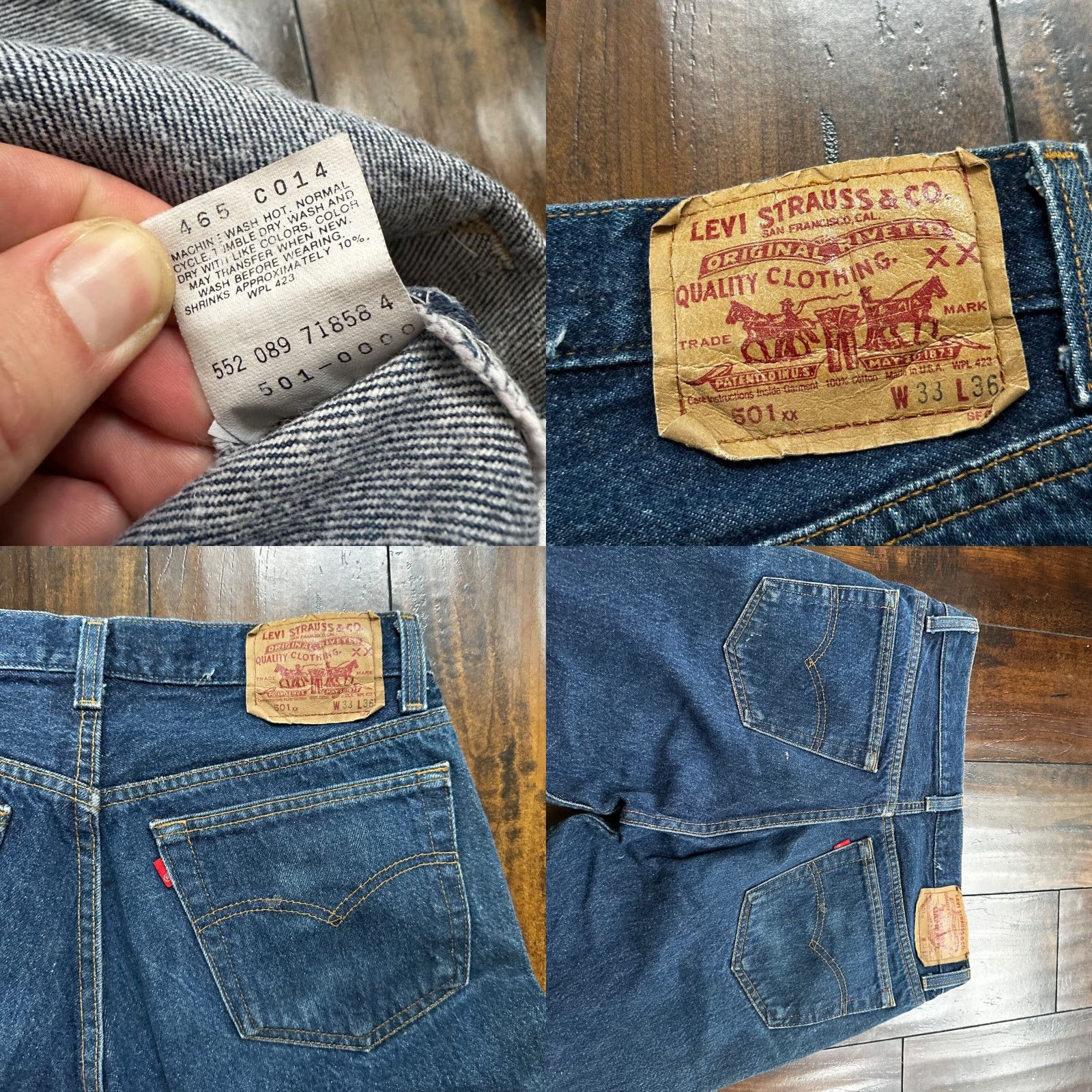 Levi's VINTAGE Levi's 501 Jeans Button Fly 33x36 USA Tag Blue Straight 90s Mens Pants Regular Jeans Size US 33 - 9 Thumbnail