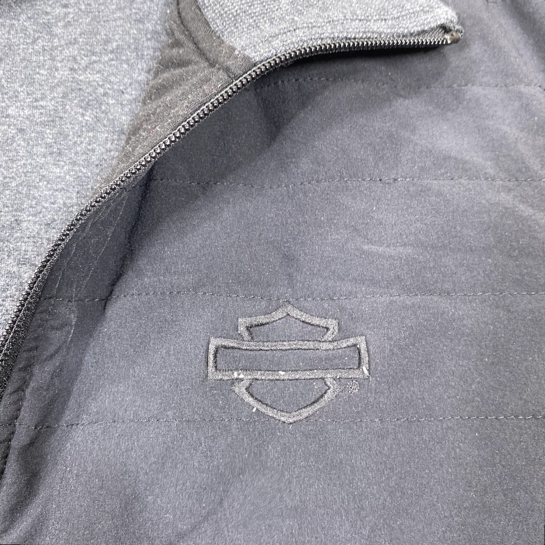 Harley Davidson Harley-Davidson Sweater Mens XL Gray 1/4 Zip Mock Neck Quilted Pullover Logo Size US XL / EU 56 / 4 - 2 Thumbnail