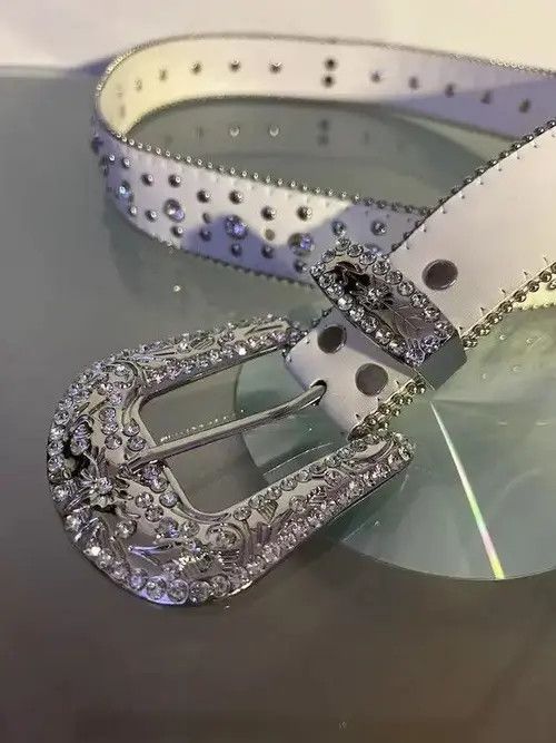 Japanese Brand Y2K Cross Rhinestone Belt (white) Size ONE SIZE - 7 Thumbnail