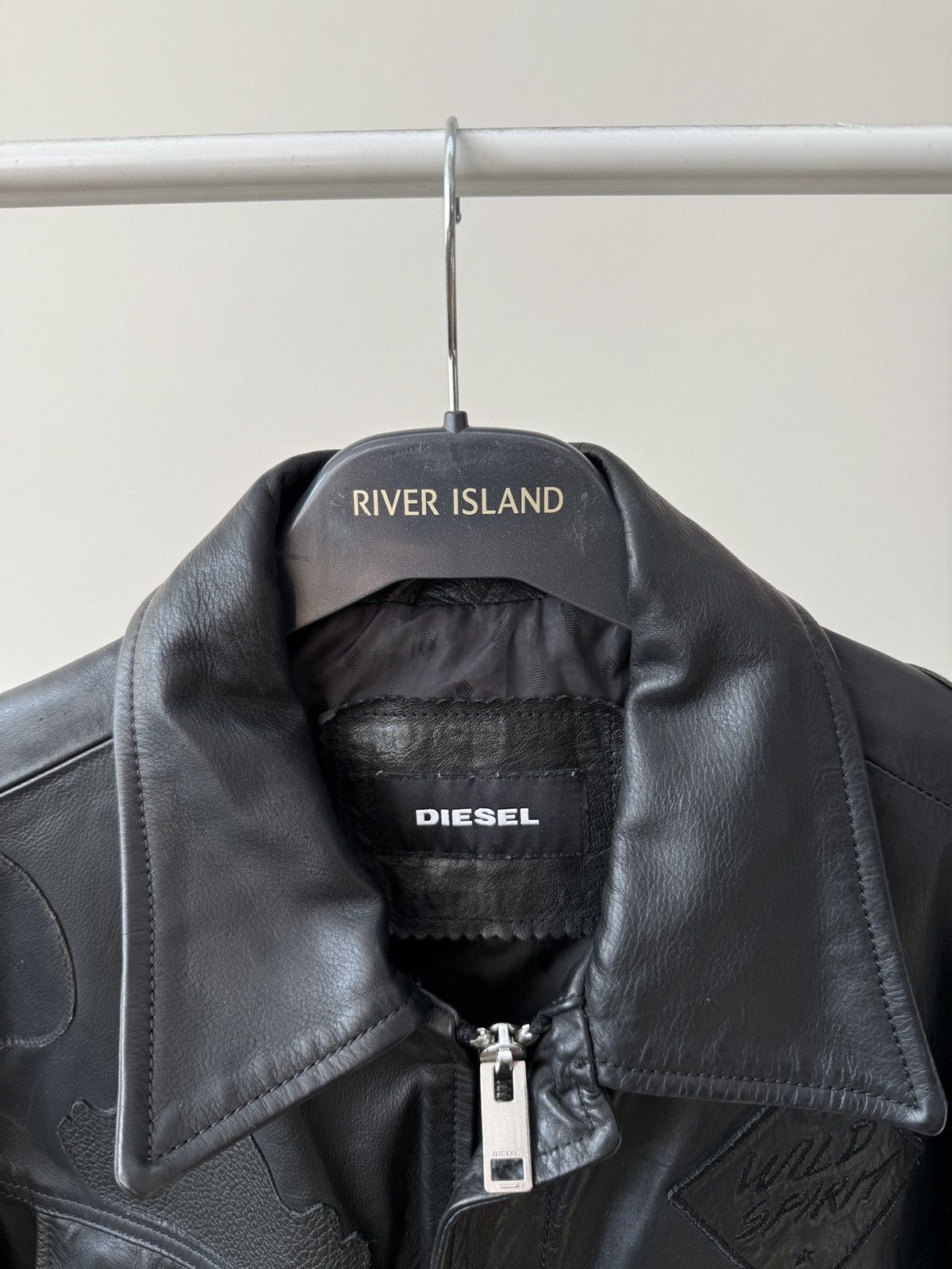 Diesel Vintage Diesel Mens Black Leather Jacket Patch Details Size US L / EU 52-54 / 3 - 4 Thumbnail