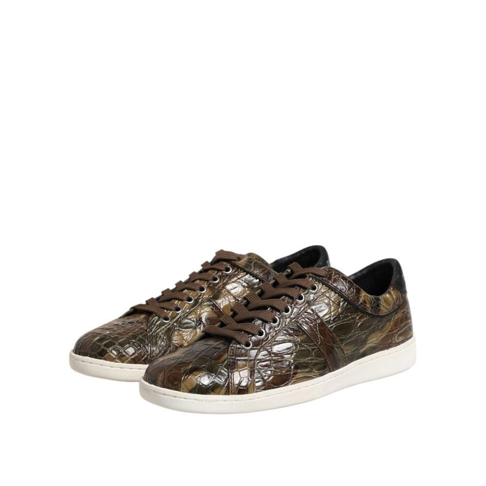 Dolce & Gabbana Dolce & Gabbana Brown Exotic Leather Low Top Sneakers Shoes Size US 7 / EU 40 - 4 Thumbnail